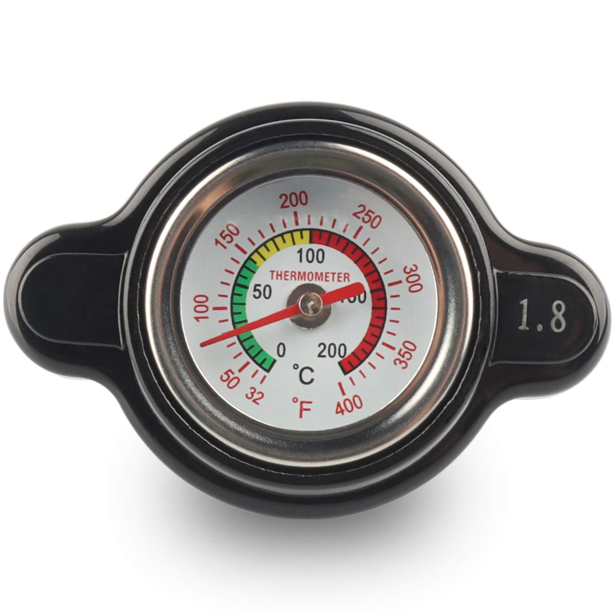 High Pressure Radiator Cap With Temperature Gauge, 1.8 Bar Radiator Cap 25.6Psi Compatible With Honda, Kawasaki, Suzuki, Yamaha, Polaris Ranger, Husqvarna Dirt Bike, Ktm, More Motorcycle Atv Models