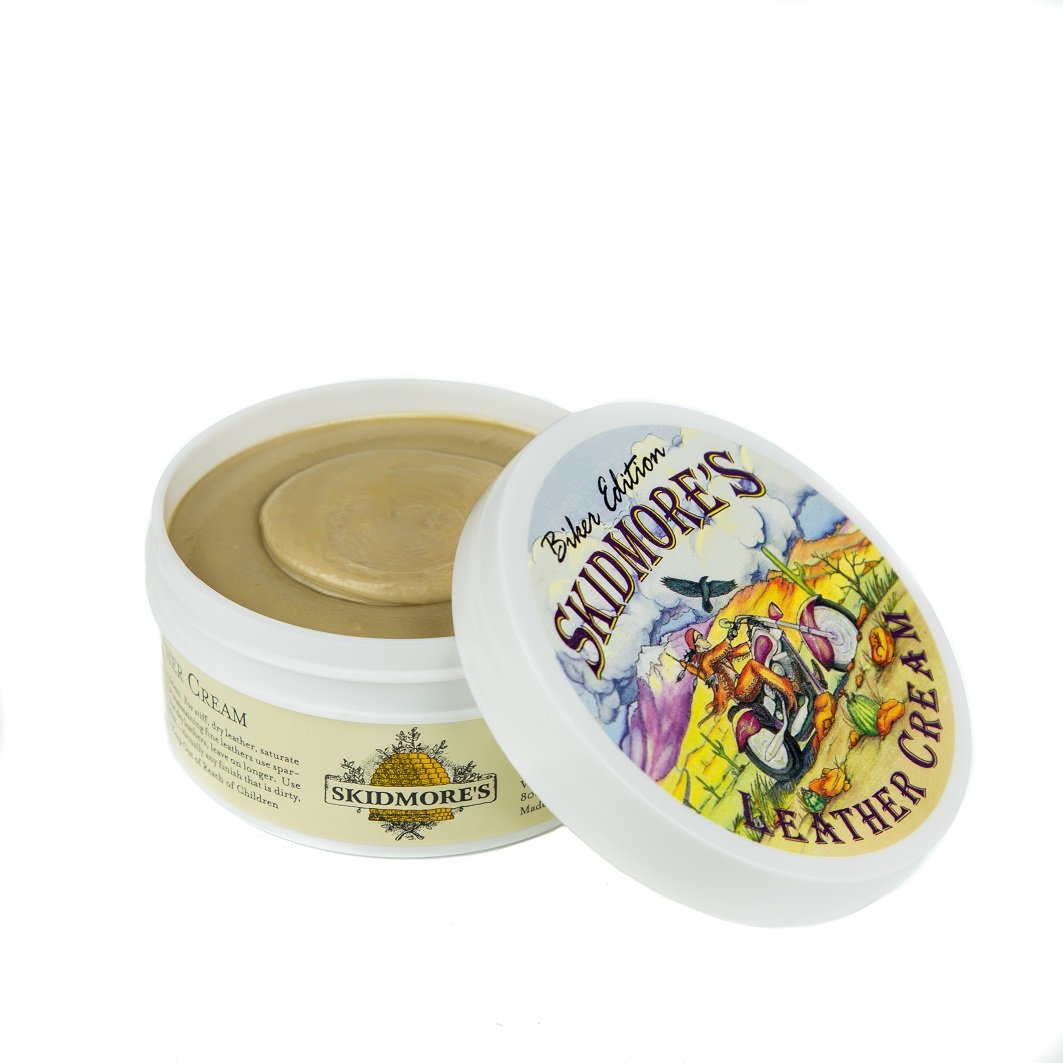 Skidmore's Biker Edition Leather Cream - All Natural Cleaner & Conditioner, 6 Oz, Non-Toxic, Made in USA, Model SKIDBELC6OZ