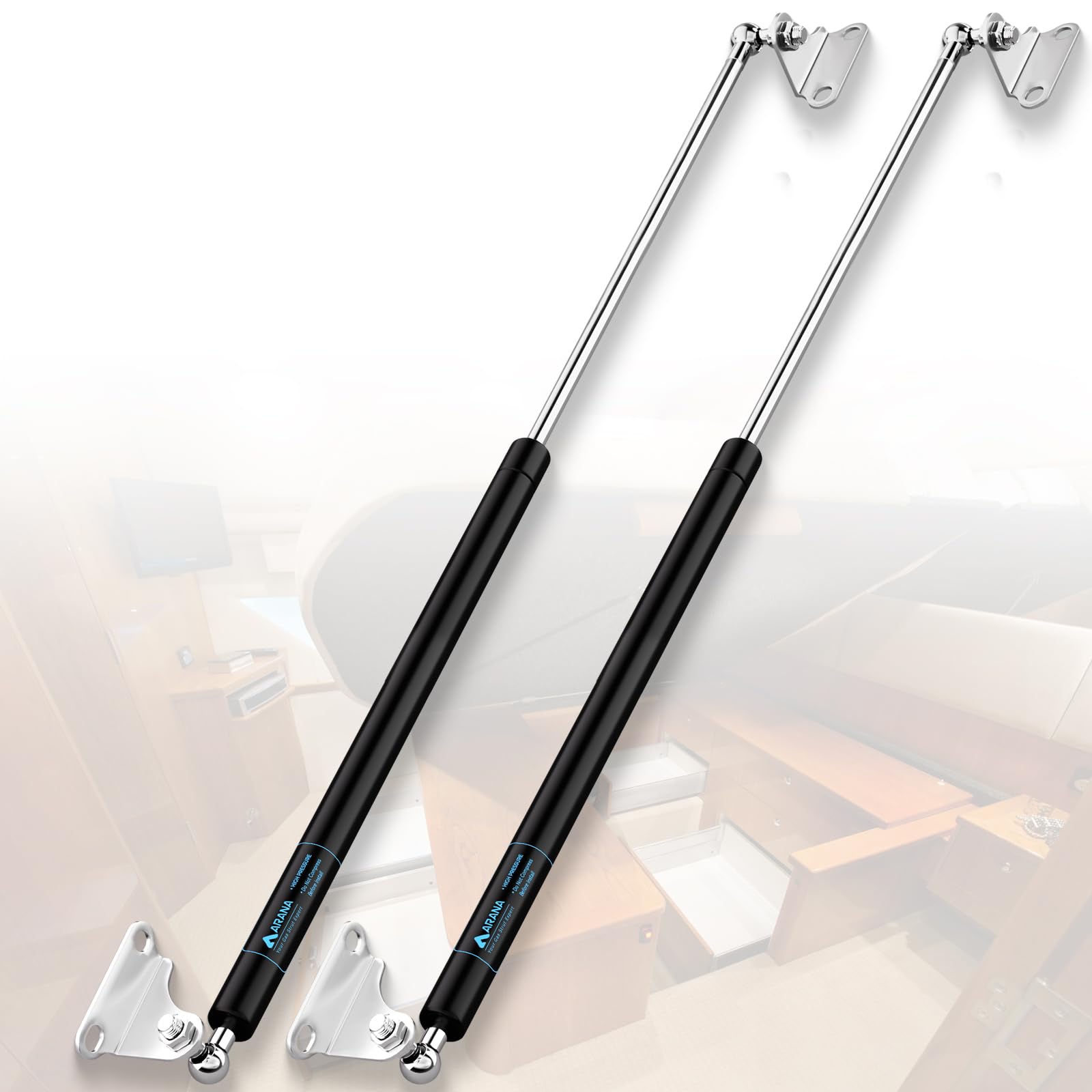 Arana 30 Inch 80 Lb Gas Struts Shock Prop, 30'' 356N/80Lb Gas Springs Lift-Support With L-Type Mounting Brackets For Truck Bed C