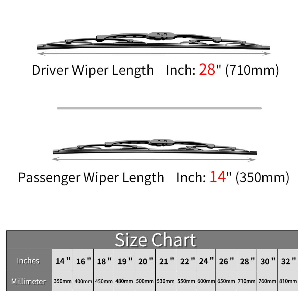Replacement for Hyundai Elantra Windshield Wiper Blades - 28''+14'' Front Window Wiper - fit 2011-2016 Vehicles - OTUAYAUTO Fact