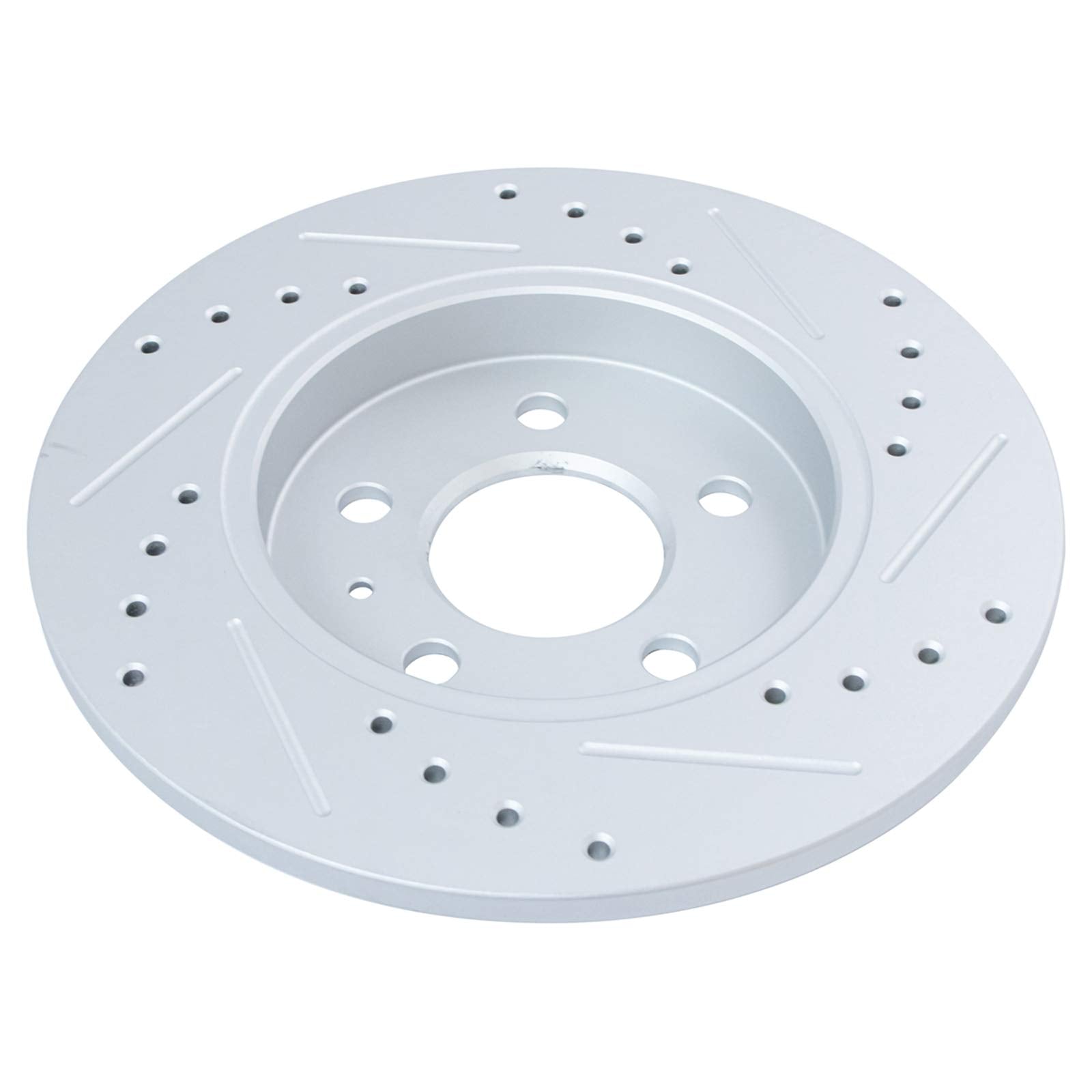 Trq Rear Performance Brake Rotors Set Premium G-Coated Cross Drilled & Slotted Compatible With 2005-2009 Audi A4 A4 Quattro