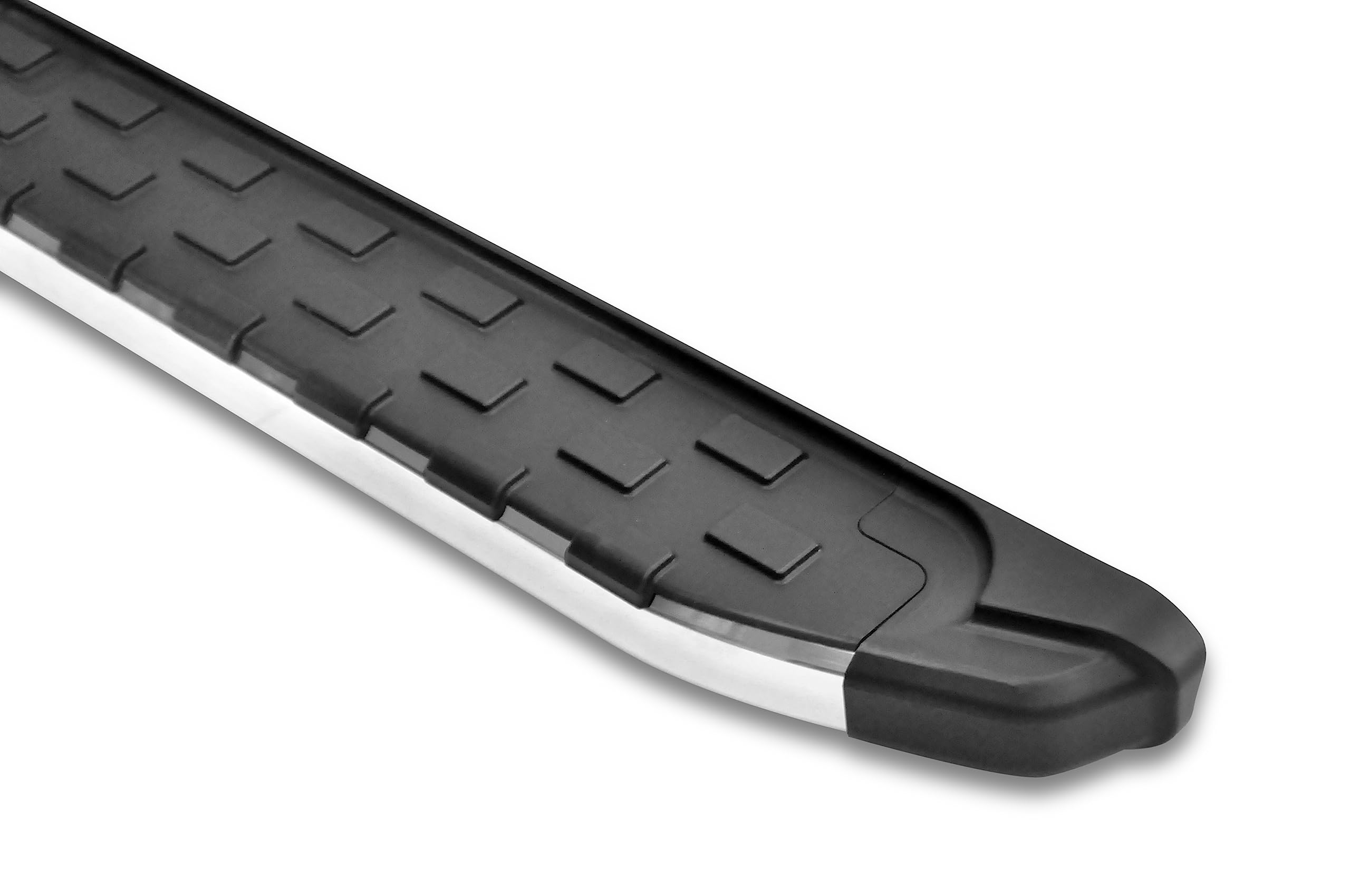 Romik 51825418-5.5'' Rec-T Series Cab Length Black Running Boards With Polished Trim