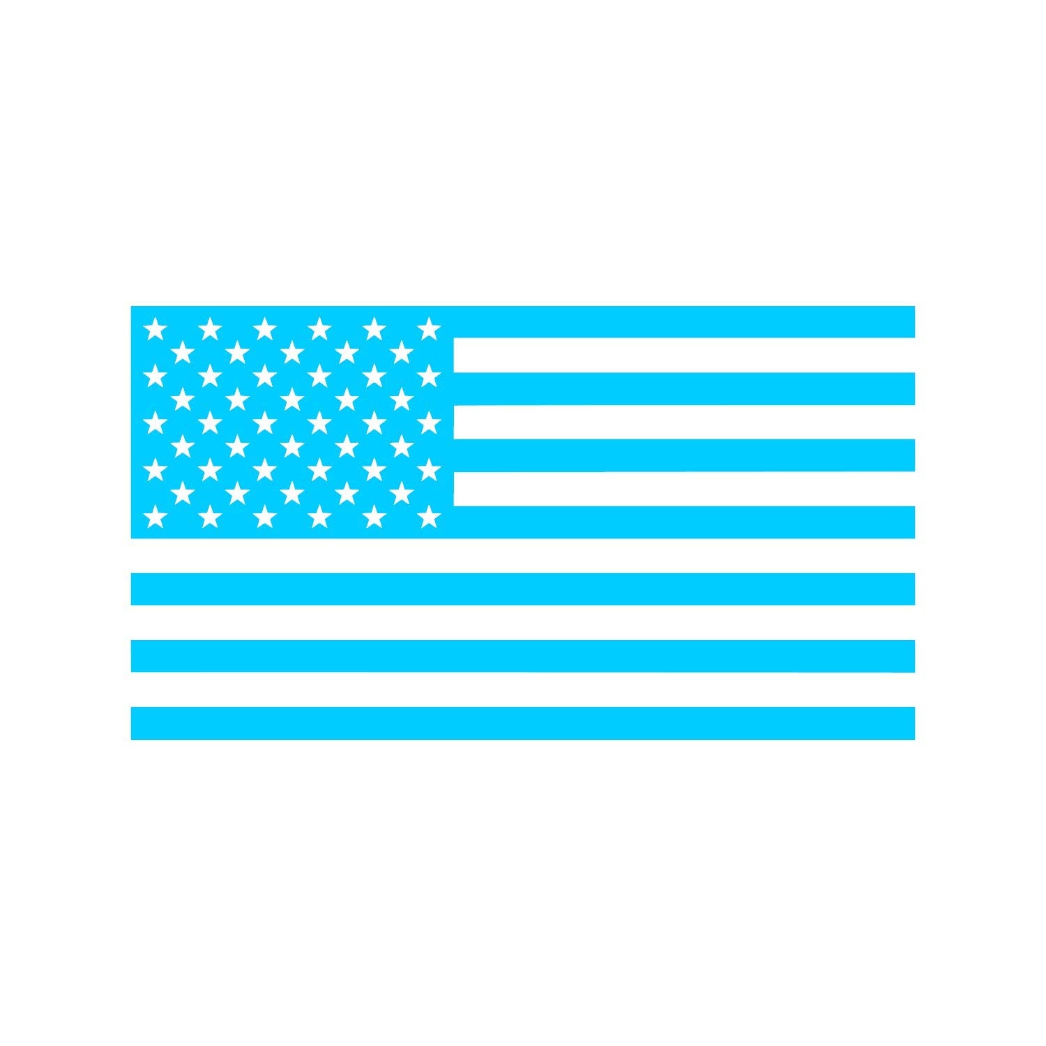 American Us Flag [Pick Color/Size] Vinyl Decal Sticker For Laptop/Car/Truck/Window/Bumper (7.5In X 4.2In, Matte Light Blue)