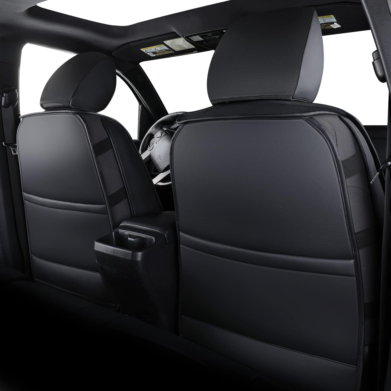LUCKYMAN CLUB Tacoma Seat Covers Full Set, Waterproof Faux Leather, Black, Fits 2005-2023 Tacoma Crew/Double Cab SR5 TRD
