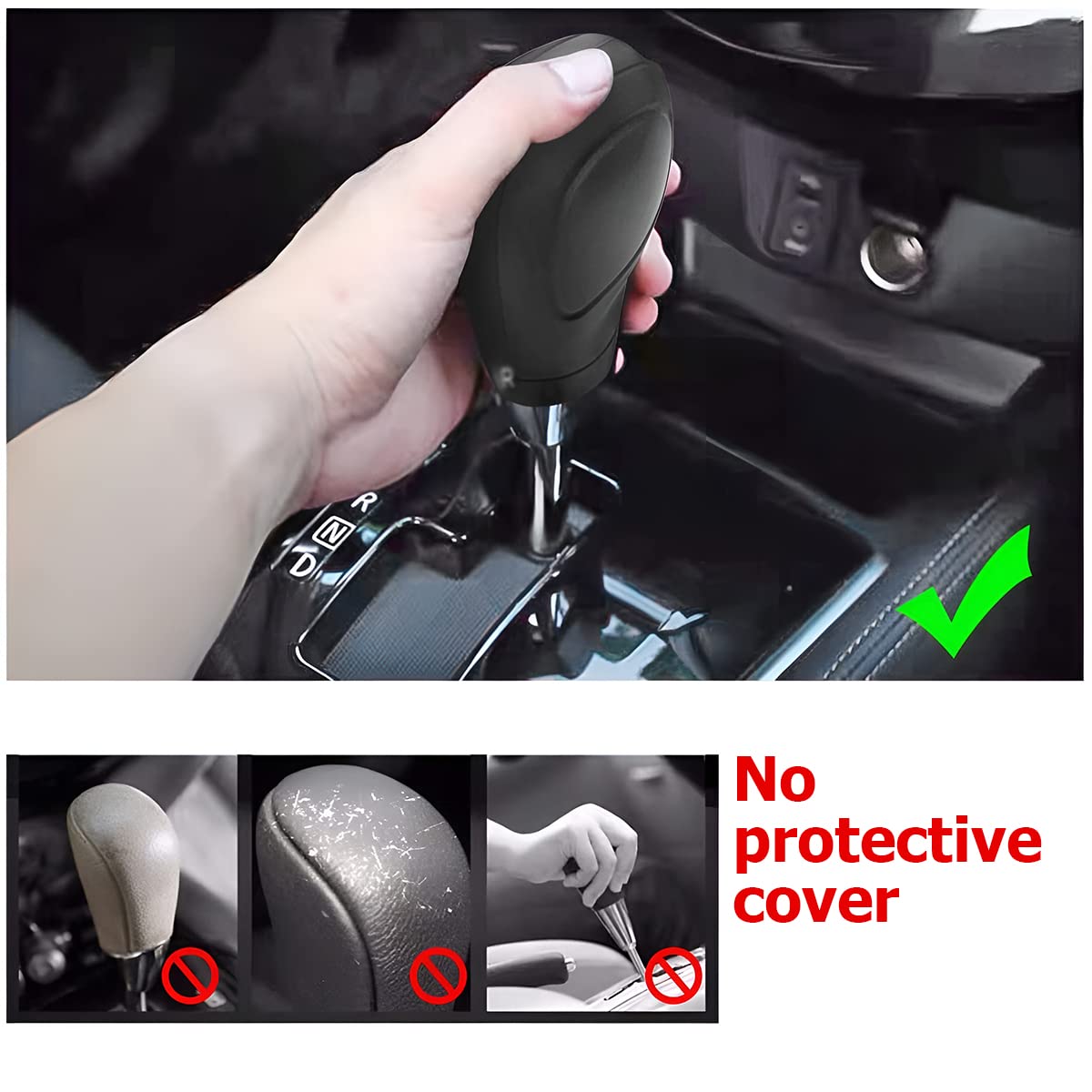 zipelo 2 Pack Car Gear Shift Knob Cover, Anti-Slip Auto Knob Gear Stick Protector, Comfortable Silicone Handbrake Shifter Cover