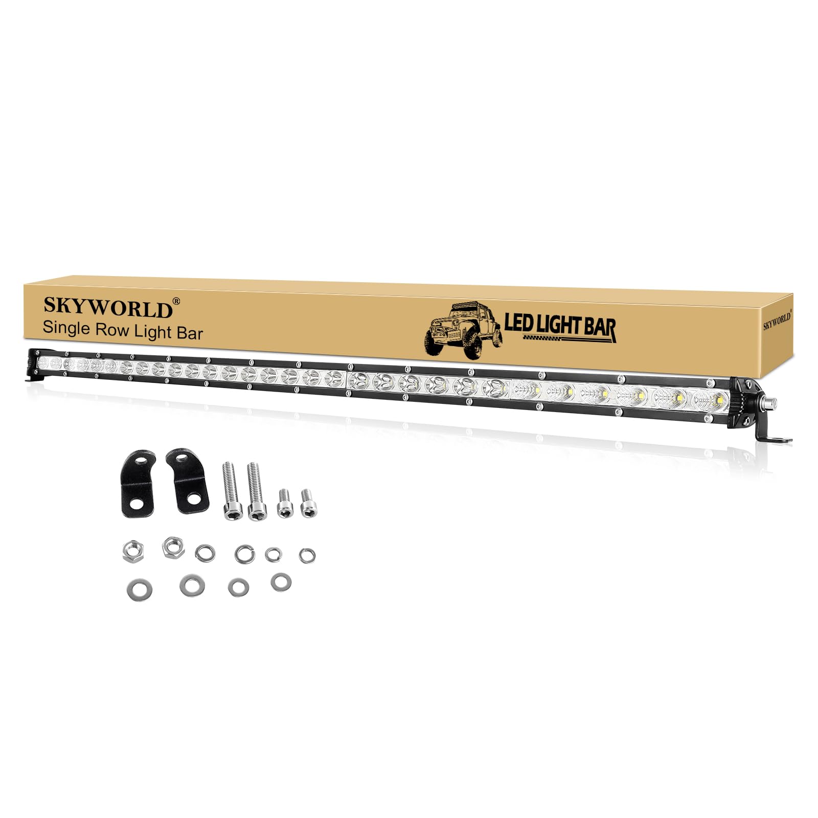 Skyworld 32 Inch 150W Single Row Led Light Bar Low Profile Ultra Thin Slim Mini Spot Flood Combo Beam Off Road Driving Lights Le
