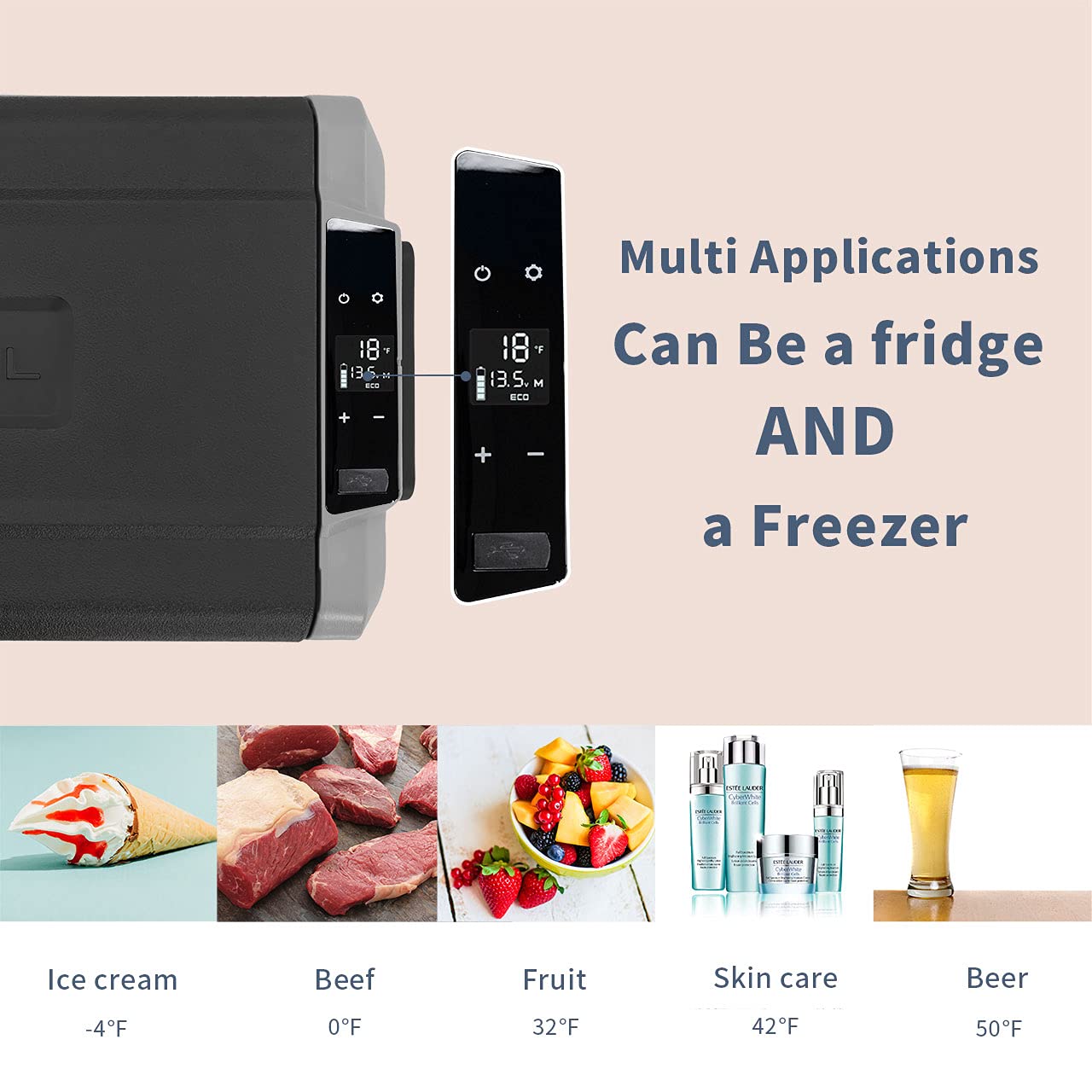 Alpicool LGT60 63QT Dual Temp 12V Refrigerator Freezer for Truck RV Boat Camping