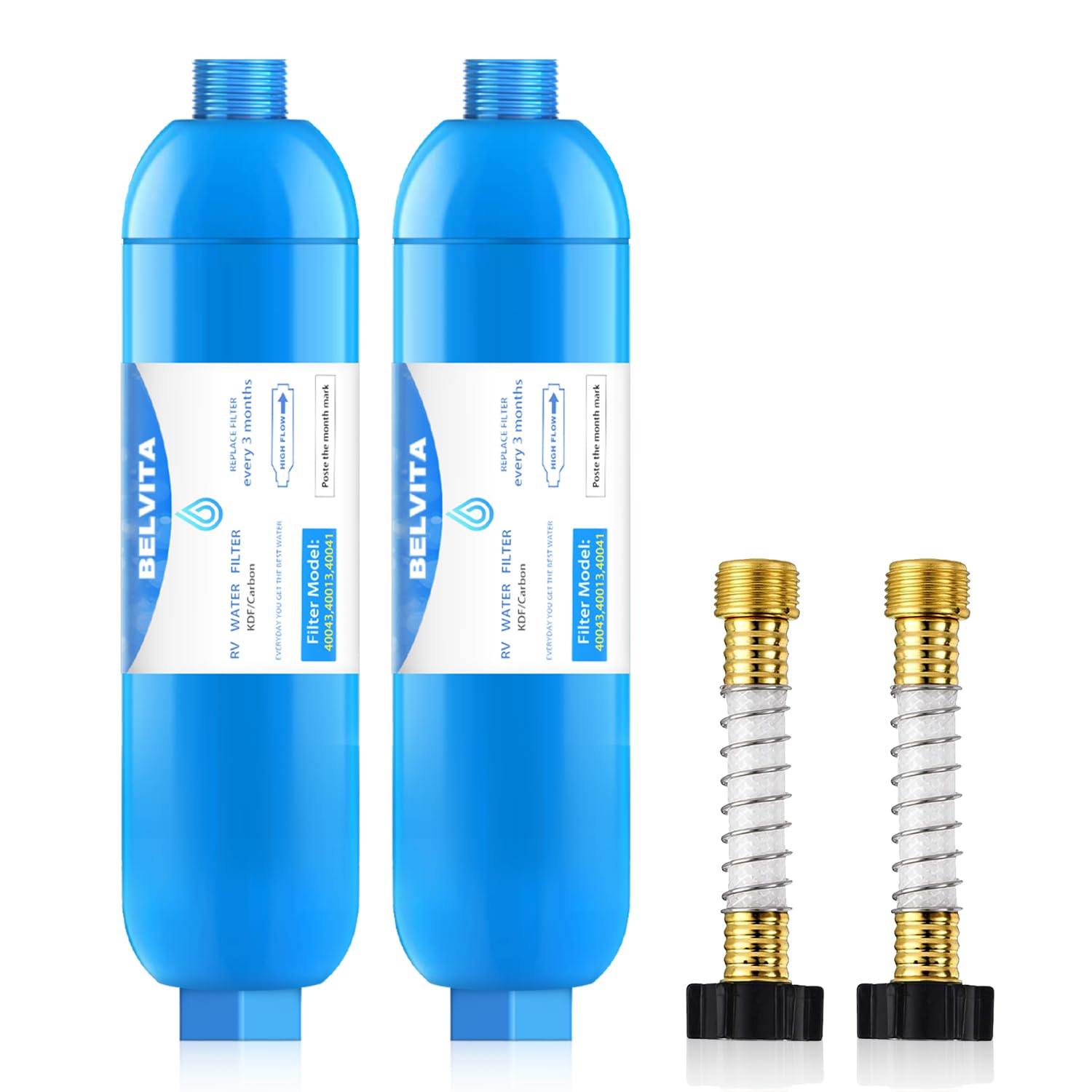 Rv Inline Water Filter With Flexible Hose Protector,Dedicated For Rvs And Marines,2 Pack Drinking,Washing Filter,Reduces Lead,Fl