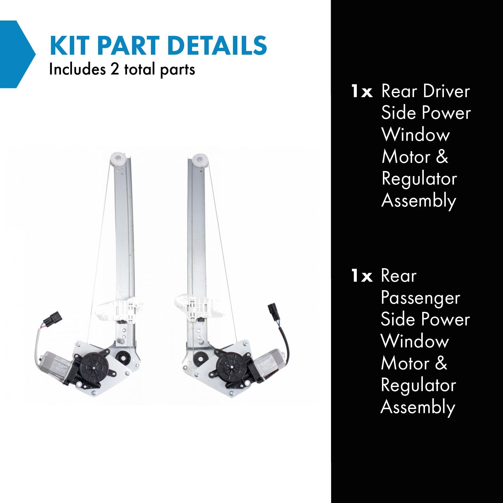 Trq Rear Window Regulator Set Power Window Regulator & Motor Assembly Compatible With 2013-2018 Acura Rdx