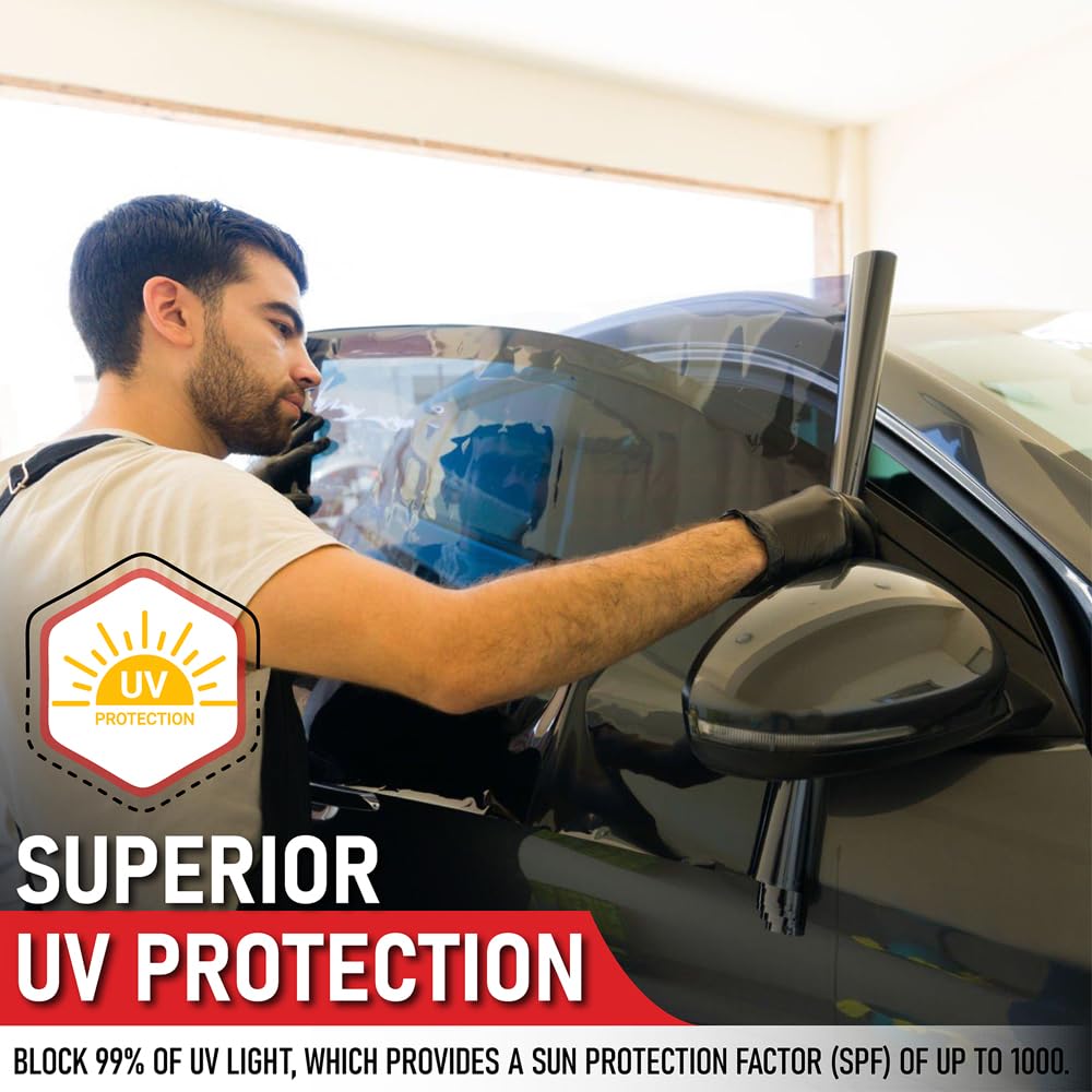 HIDNY Universal Black Window Tint Film 20% VLT 20"x100' - Privacy, UV/IR Protection, Adhesive, Model UB-05203550