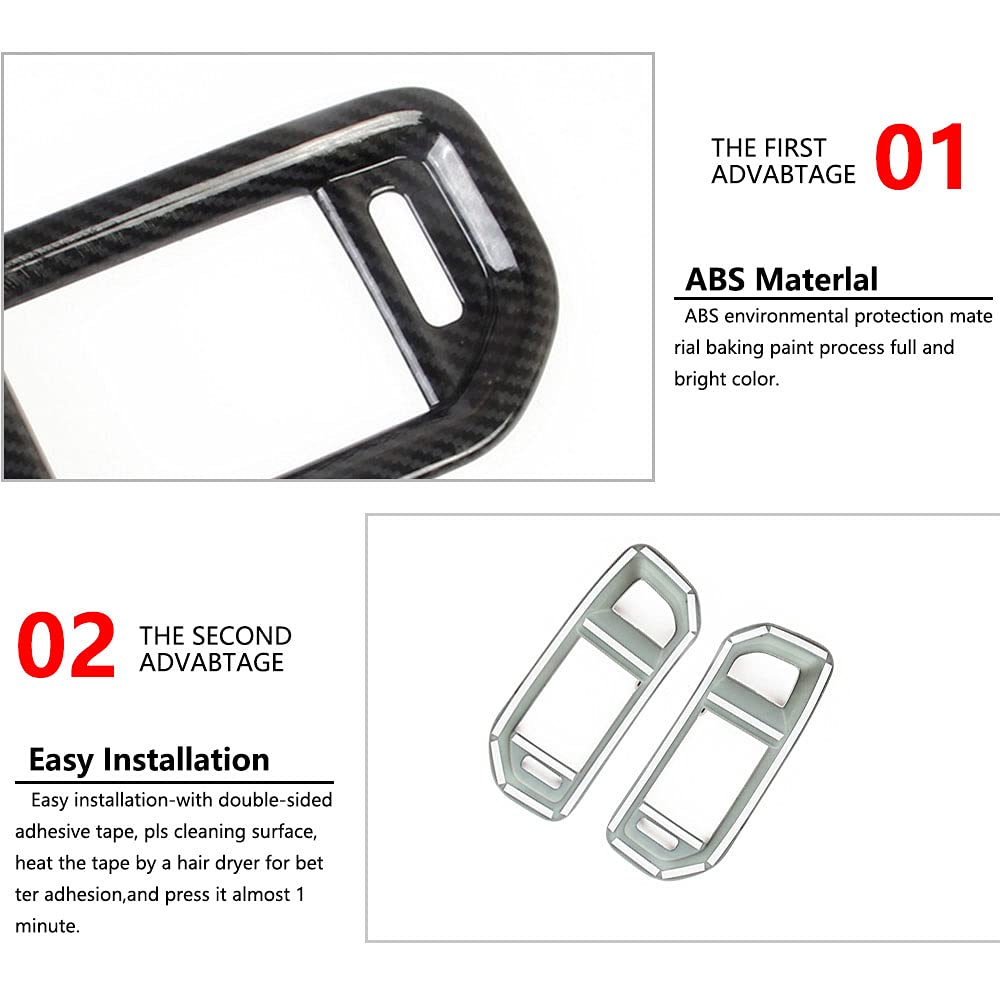 Korlot Dashboard Side A/C Vent Frame Cover Trim for Dodge RAM 1500 2500 3500 2019-2024 (Carbon Fiber Pattern)