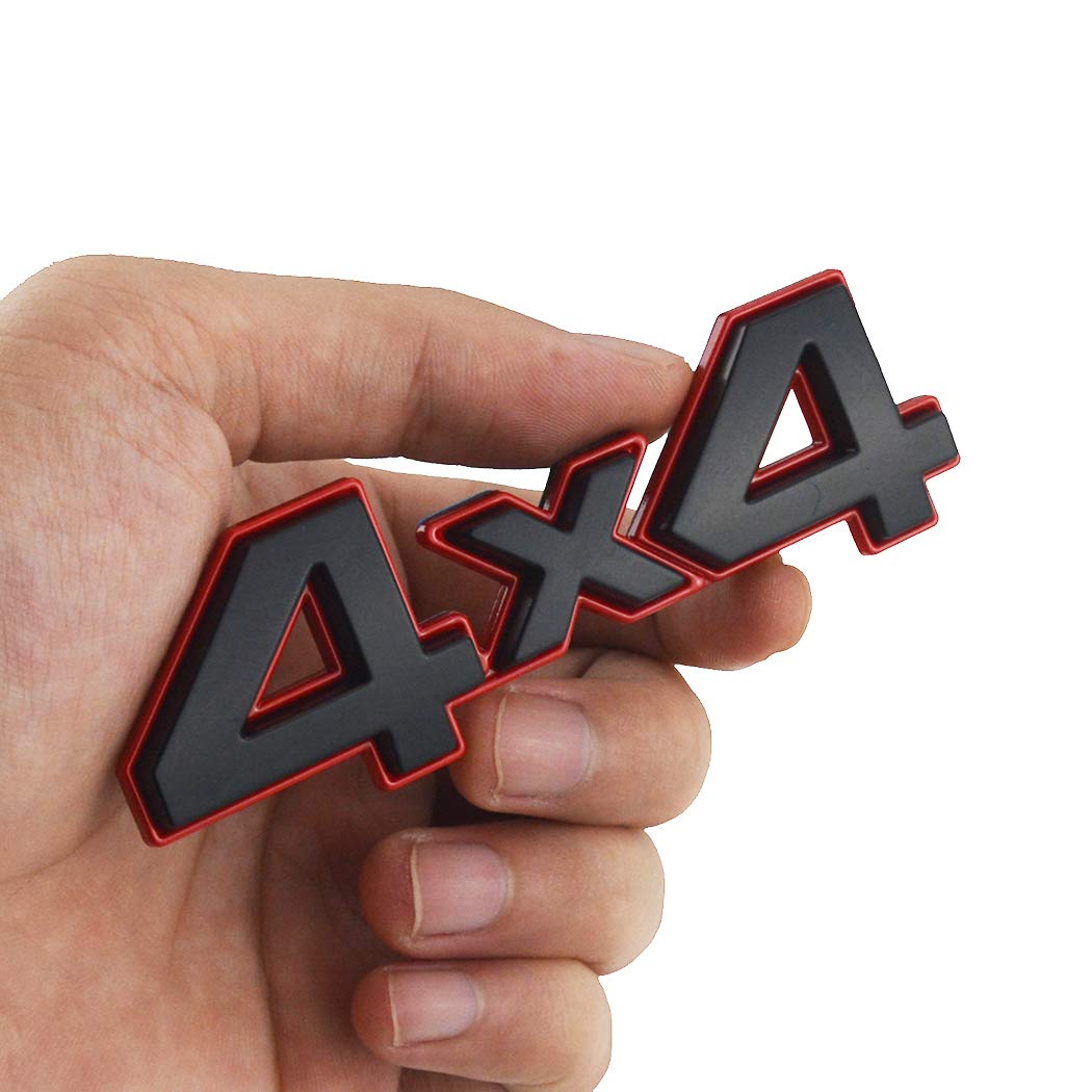 1X4X4 Decal Fender Tailgate Emblem Badge 3D Nameplate Red Edge Trunk 3D Raised Strong Adhesive Fit For Universal Cars (Red)