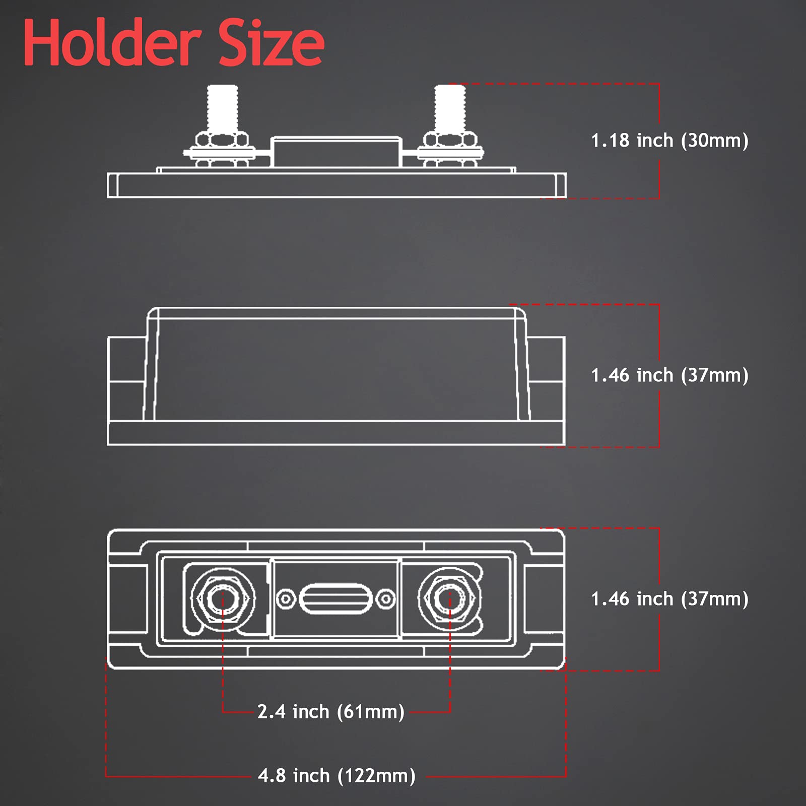 Hamolar 3 Pack 100 Amp Car Audio Anl Fuse Holder Block Kit With 100A Fuses 0/2/4/8 Gauge Awg