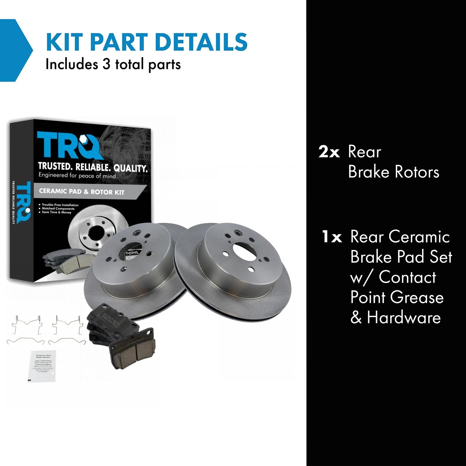 TRQ Rear Brake Pad & Rotor Kit Brake Pads Brake Rotor Ceramic Compatible with 2006 Lexus GS300 2007-2011 GS350 2006-2007 GS430 G