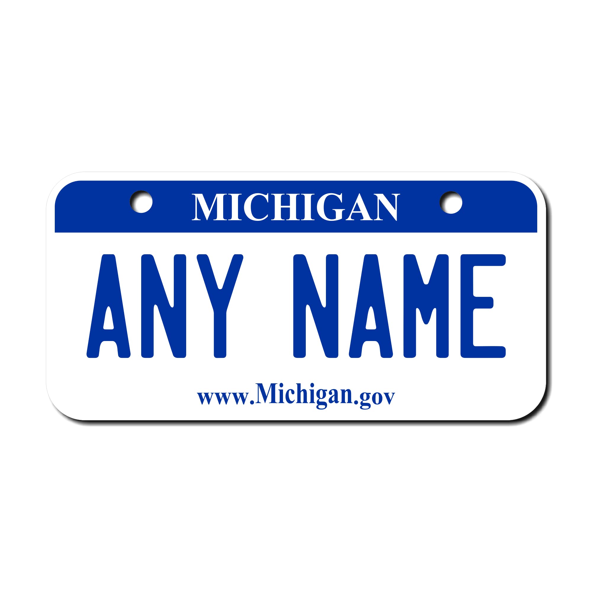 Teamlogo Personalized Michigan License Plate - Sizes For Kid 'S Bikes, Cars, Trucks, Cart, Key Rings Version 1 (3 X 6 Aluminum L