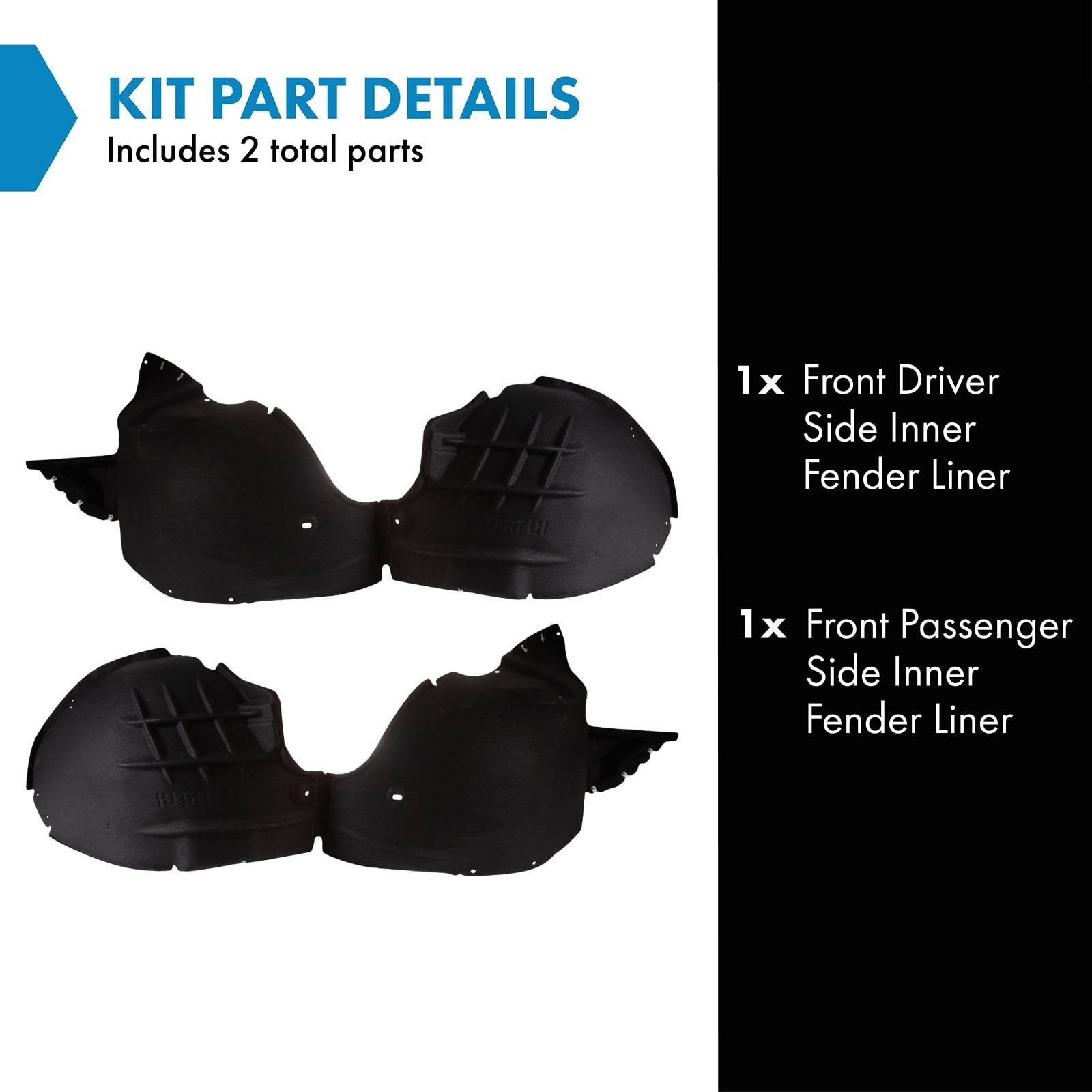Trq Front Inner Fender Liner Set Compatible With 2018-2022 Buick Enclave Gm1248291 Gm1249291