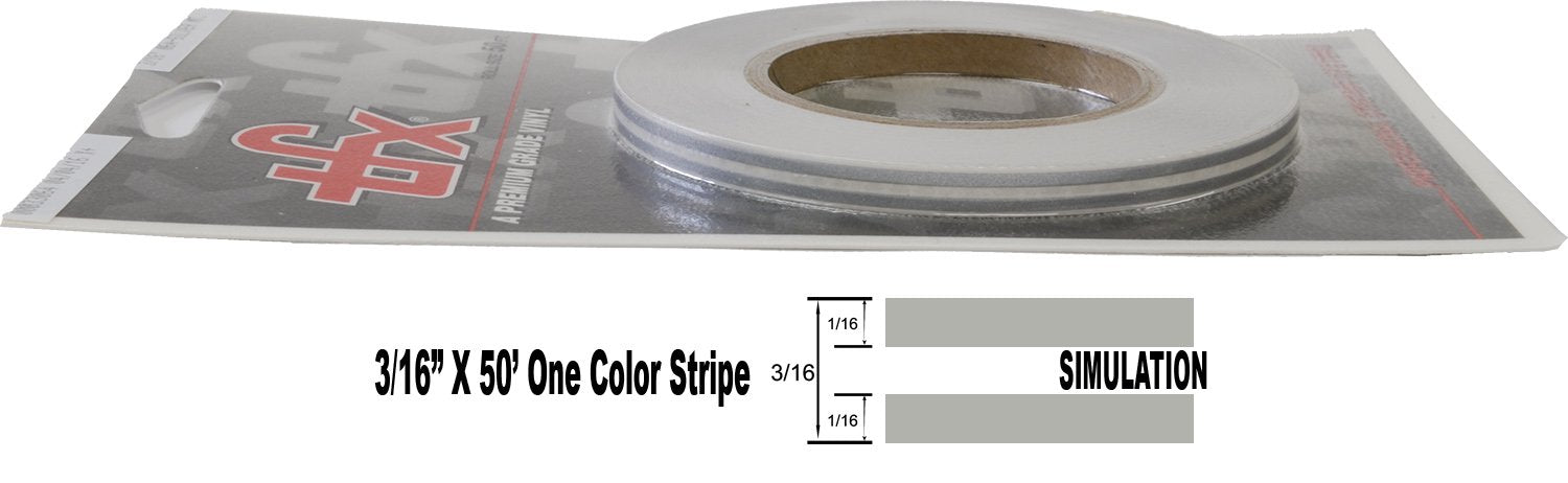 Universal Auto Customizing Dual Pinstripe 3/16" x 50' - 064-Silver Metallic, Model TFX 00033064