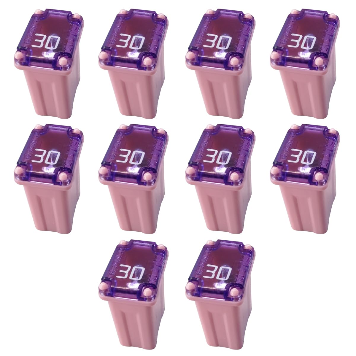 smilfuy 10PCS 30 Amp Car Micro Cartridge Fuses, Car Square Fuse, Micro Female Fuse, Slow Blow FMM Mcase Type Fuses, Automotive L