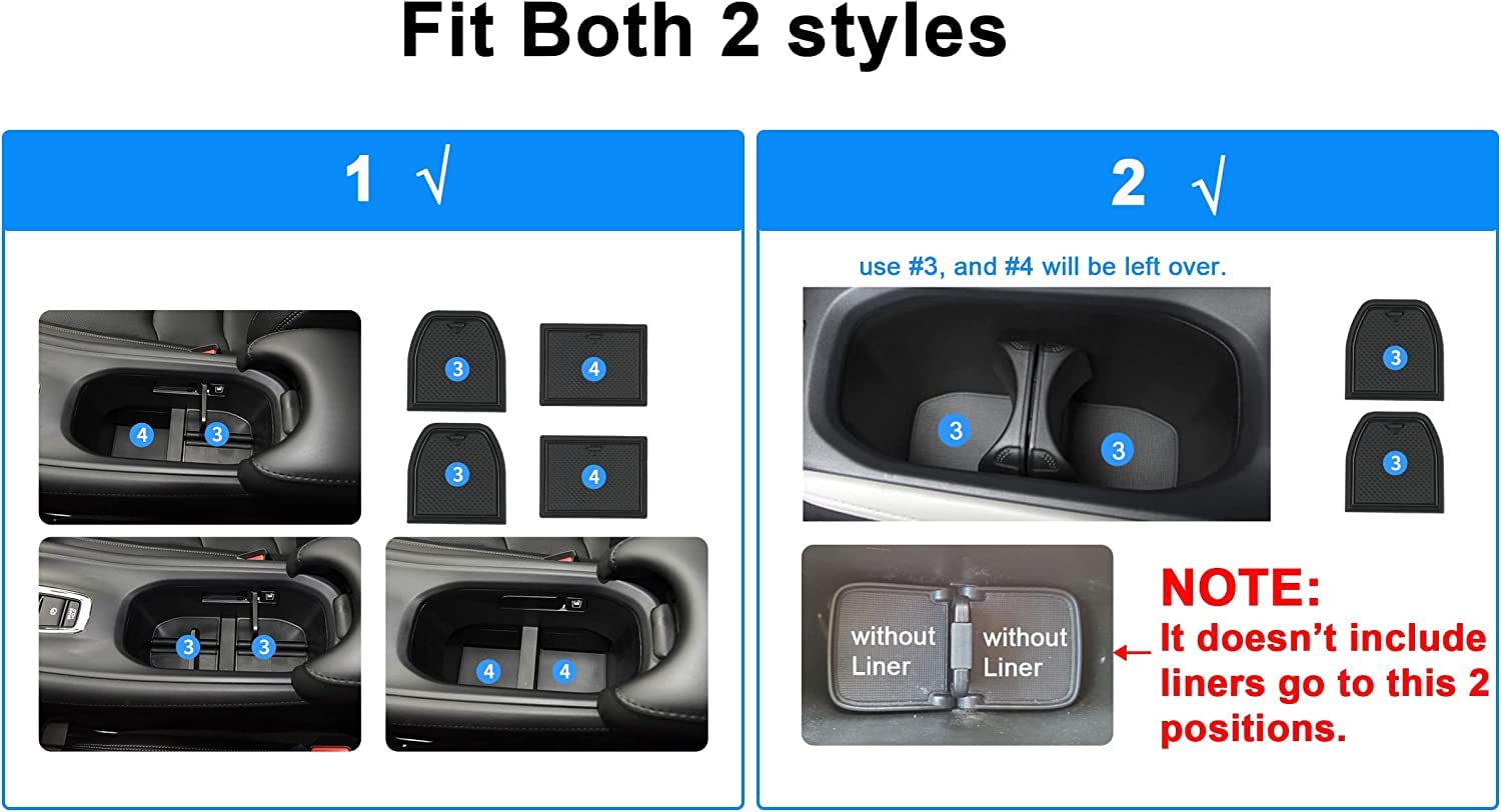 Auovo Anti Dust Cup Holder Insert Liners For Honda Hrv Accessories 2016 2017 2018 Door Pocket Center Console Interior Mats (Blac