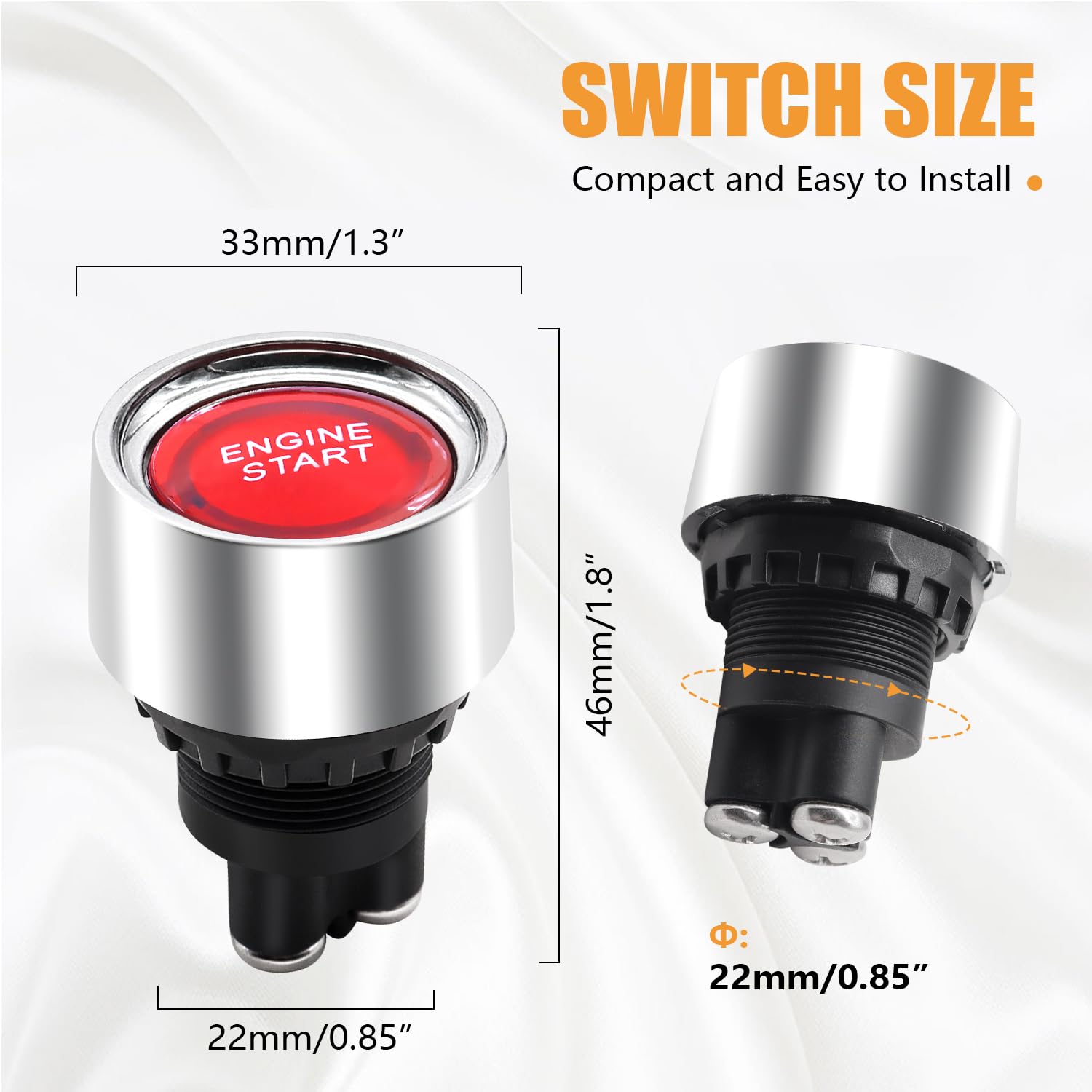 mankk Push Start Ignition Switch 12V DC,Start Engine Button Stater (ON)-Off,Momentary Engine Start Push Button Switch SPST 50A R