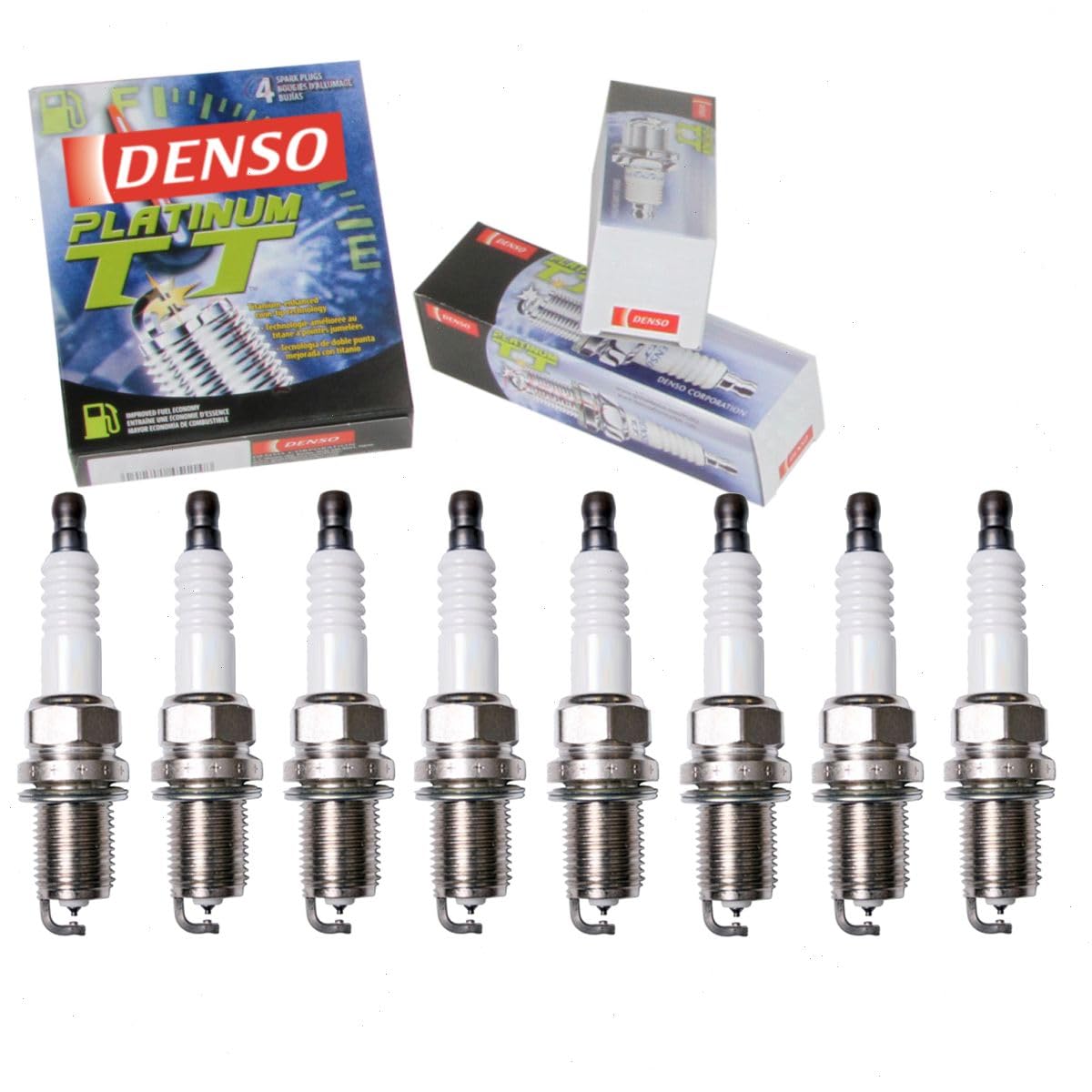 8 pc DENSO Platinum TT Spark Plugs compatible with Dodge Ram 1500 4.7L 5.2L 5.9L V8 1994-2007