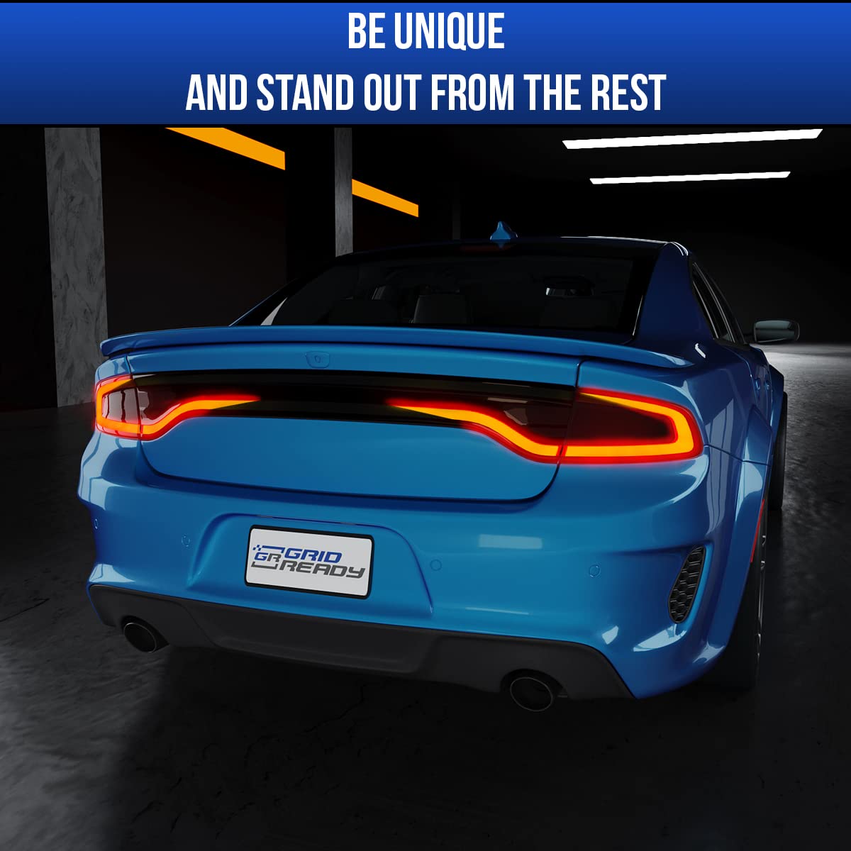 GRIDREADY Tail Light Decal for 2015-2023 Dodge Charger, Blue Vinyl Racetrack Sticker, Fits SXT, RT, SRT, Scat Pack Models