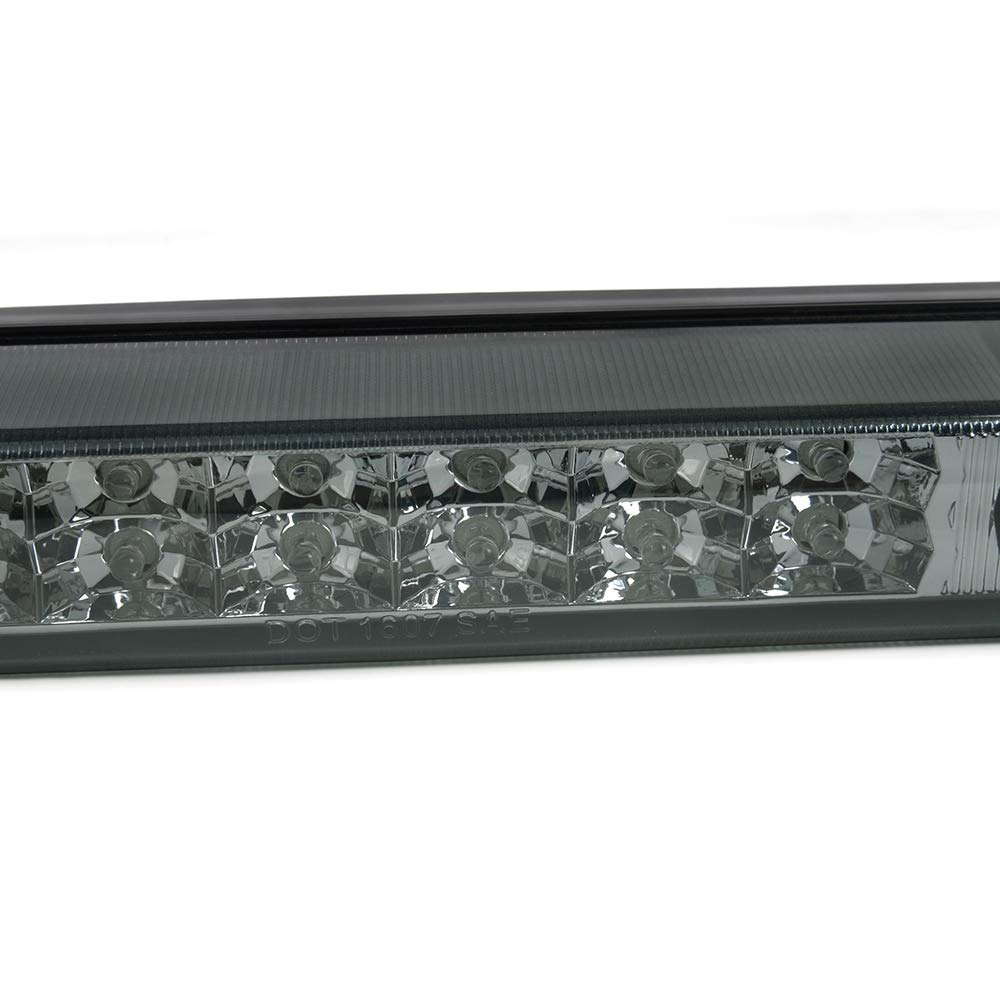 Cheda Third 3D Brake Lights, Compatible With 2001-2004 Nissan Frontier Pickup, Smoky Lens Clear Housing Led Bar Tail Cargo Lamp