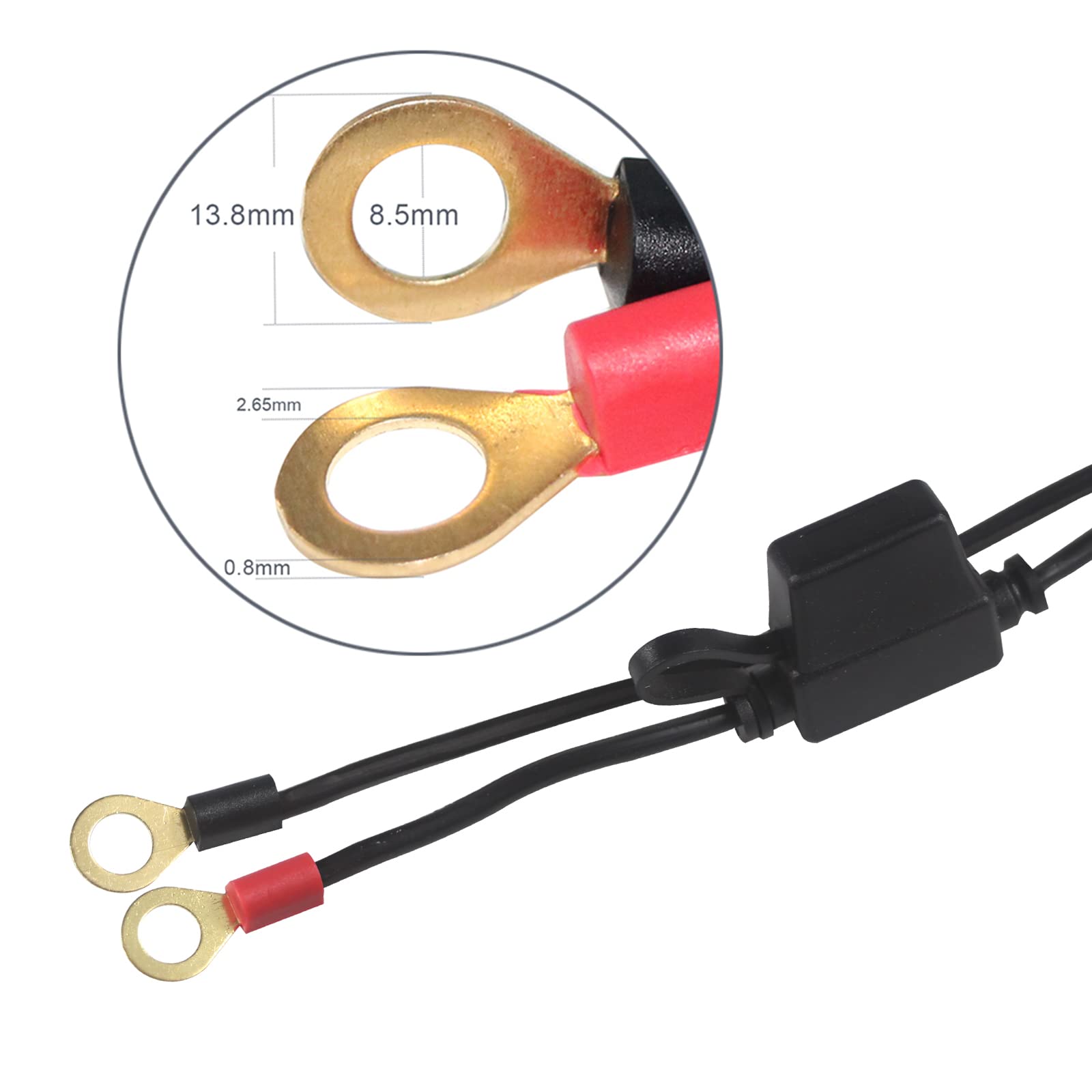 Sae To O Ring Terminal Harness 2Ft - Sae Eyelet Ring Terminal Cable 16Awg Motorcycle Battery Trickle Charger Extension Cord With