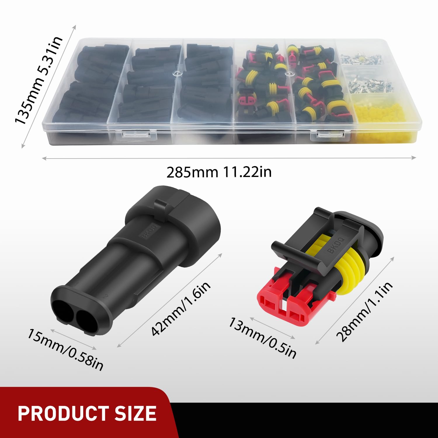 Nilight 200PCS 2 Pin Electrical Connector Plug Male Female Terminal Wire Connector Waterproof Connectors 2 Way Automotive Connec