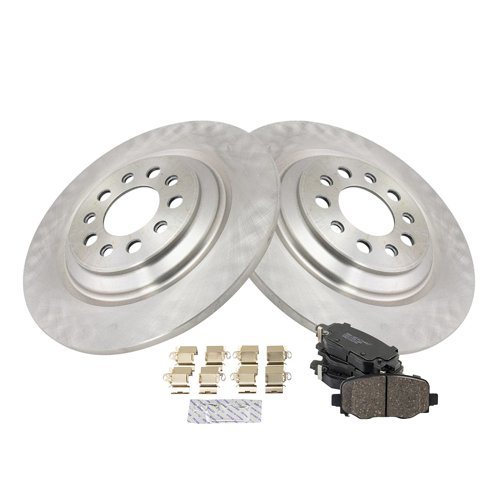 TRQ Rear Brake Pad & Rotor Kit Brake Pads Brake Rotor Ceramic Compatible with 2014-2021 Jeep Cherokee CD1734 68225301AA 68225301