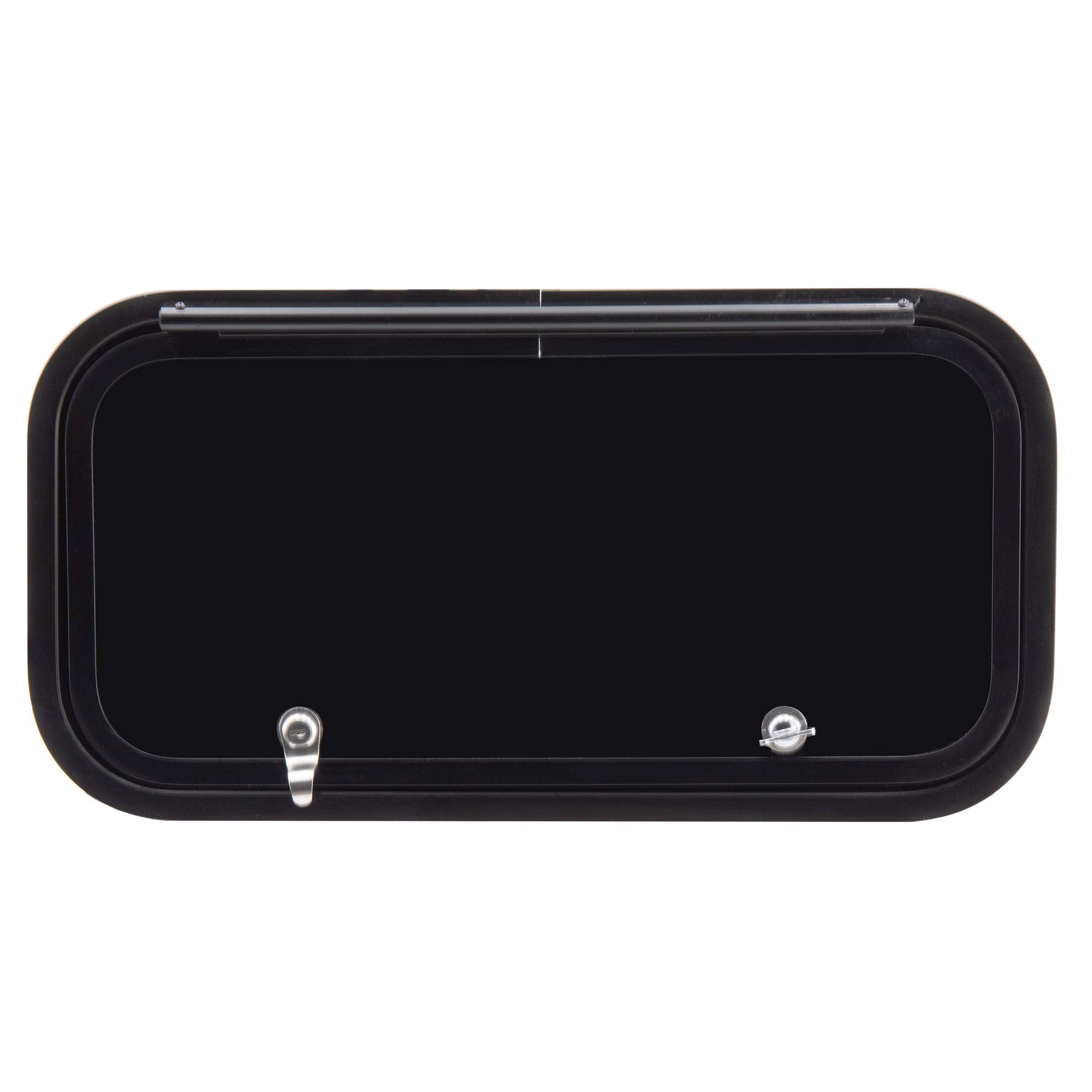 RecPro RV Baggage Door - Rounded Corners, Black Fiberglass, 24" W x 12" H, Model RP-600S-1209-BK, Made in America