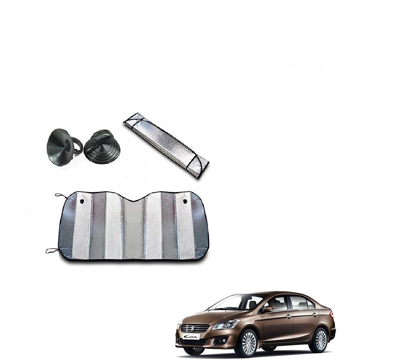 Kozdiko Car UV Protection Silver Foil Sunshade Film Windshield Visor Front Windshield Sunshade for Maruti Suzuki Ciaz