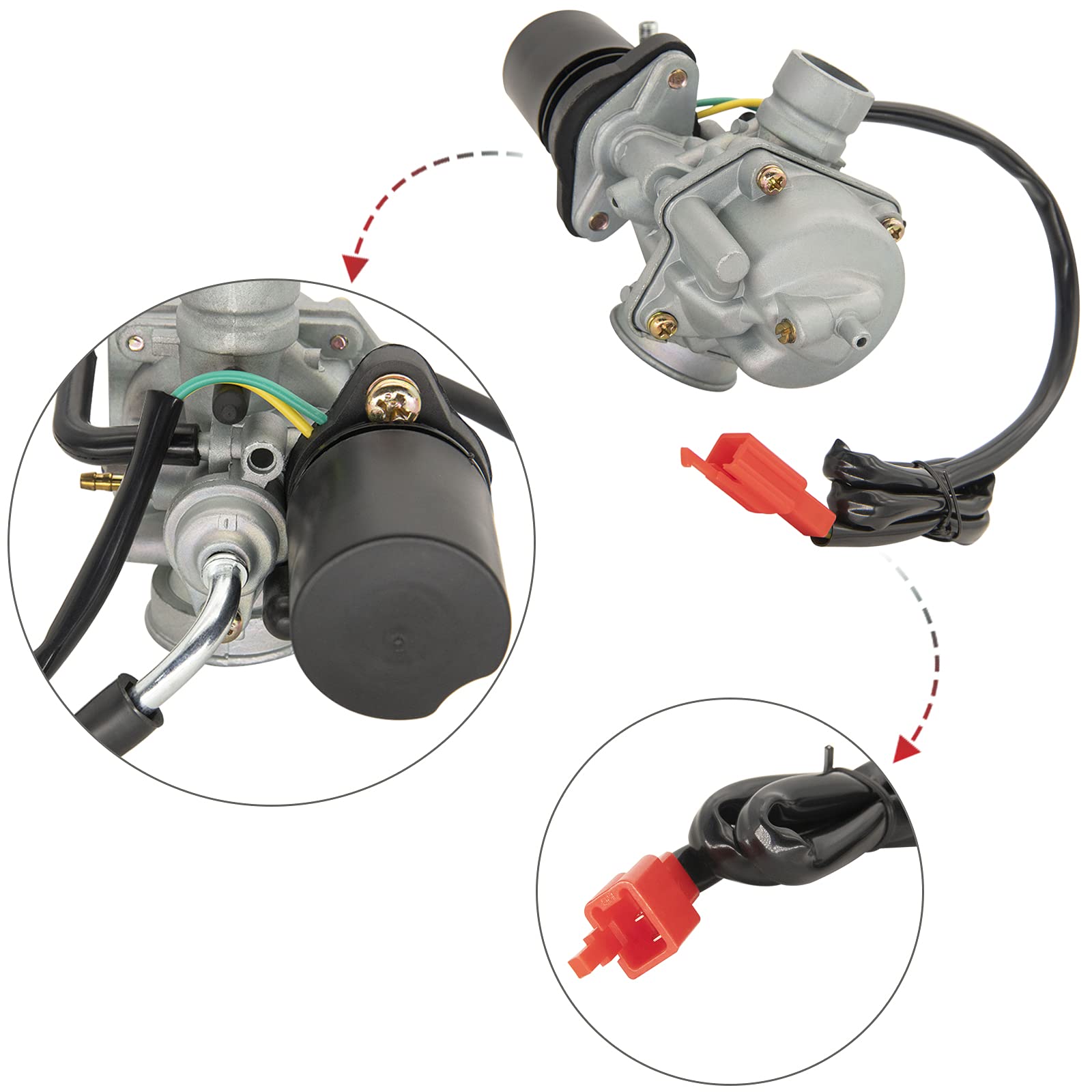 CMOOD 2 Stroke Carburetor for Dinli 50cc-110cc ATV Quad, Model PZ20 with 38mm Air Filter