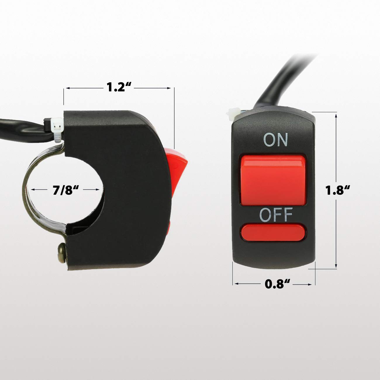 1 Piece Motorcycle Handlebar Switch Push Button On Off Switch Tuning Part For U5 U7 U2 Led Motorcycle Light Switch Bicycle Scooter Electrombile Bike-Fits 7/8 Handlebars (22Mm) Red