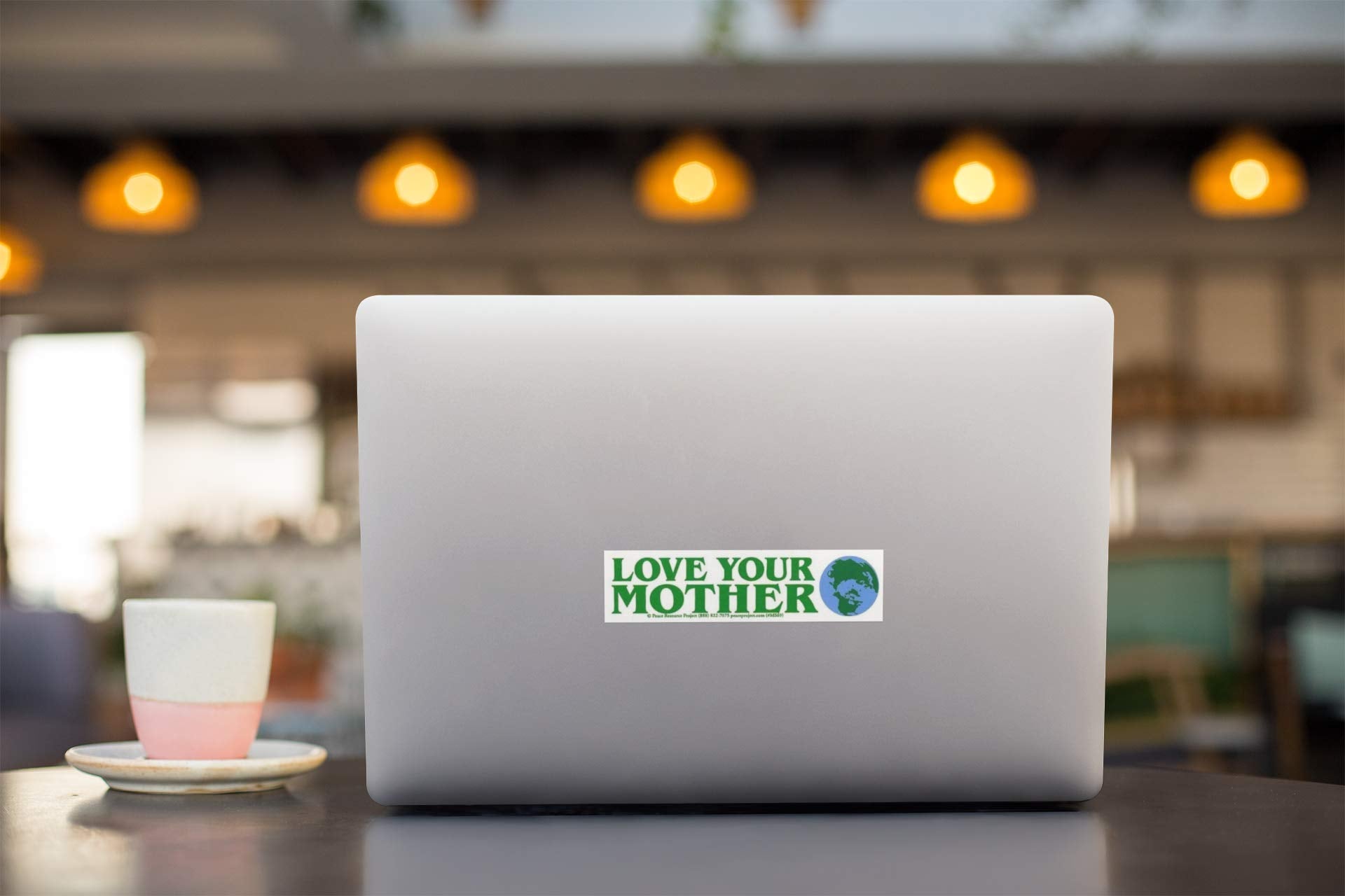 Peace Resource Project Bumper Sticker Decal - Love Your Mother Earth, Green, Vinyl, 5.75"x1.75", Small for Cars, Laptops, Bikes