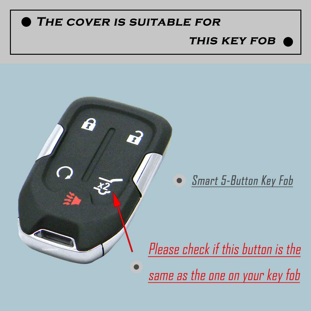Tandrive Key Fob Cover For 2024-2017 Gmc Acadia Terrain Denali, Sierra Chevy Silverado, Silicone, Black And Blue