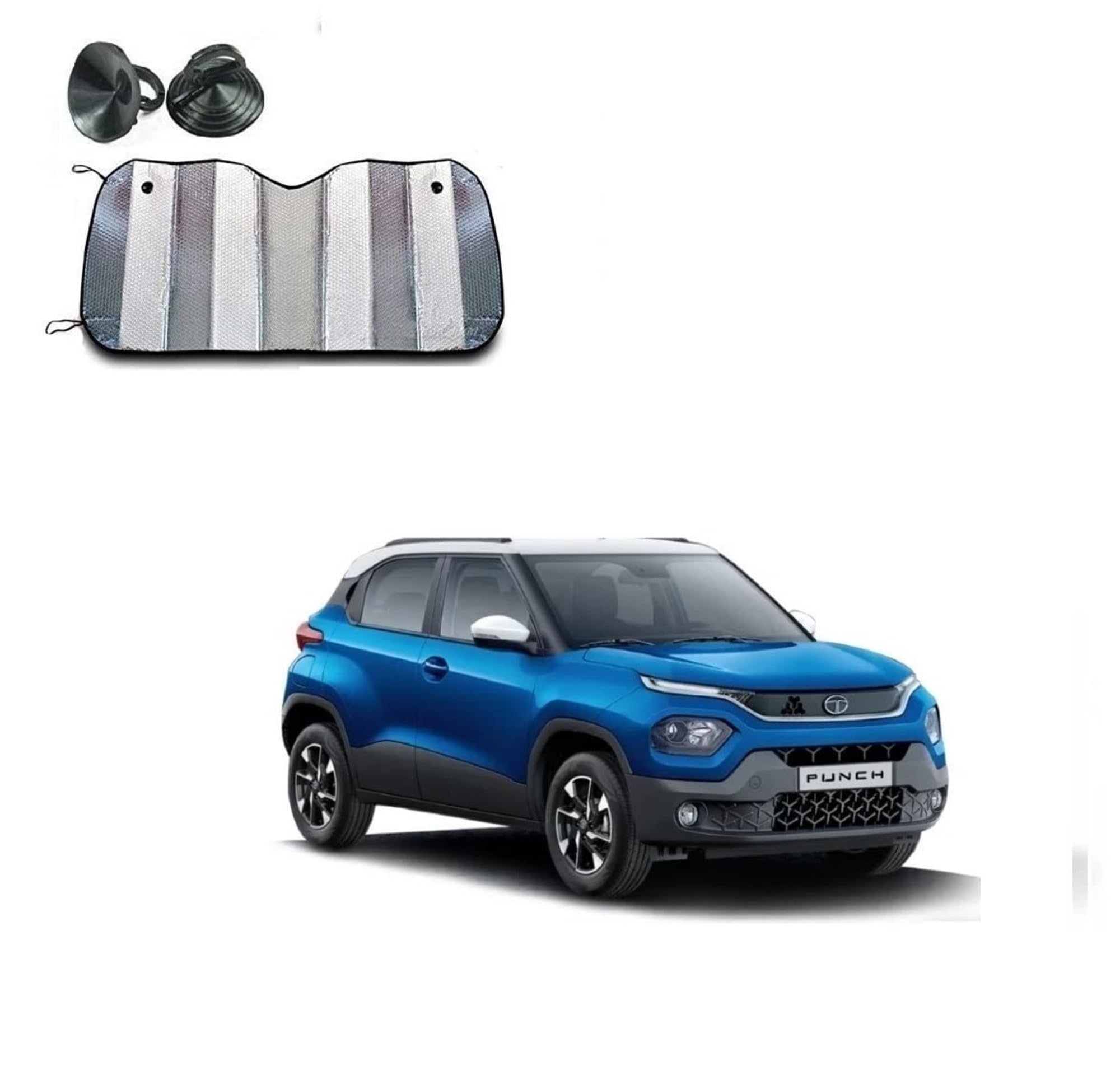 KOZDIKO Aluminium Foil Foldable Car Sunshades for Front/Rear Windshield 1pc for Tata Punch