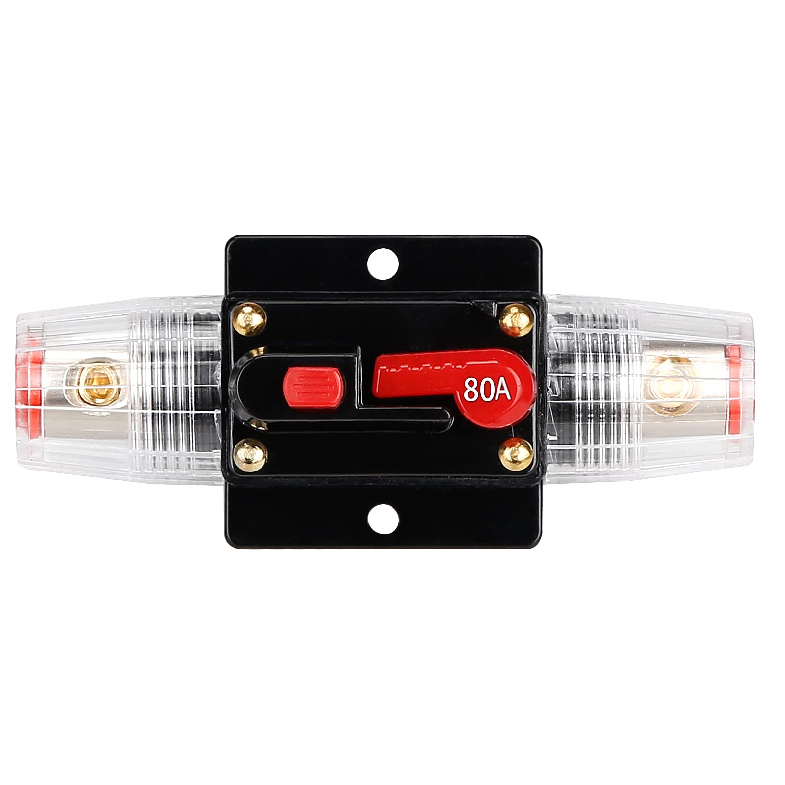 80 Amp 12V-24V Dc Fuse Holder,Audio Circuit Breaker,Auto Car Stereo Inline Fuse Holders, Manual Reset,For Car Audio Marine Boat