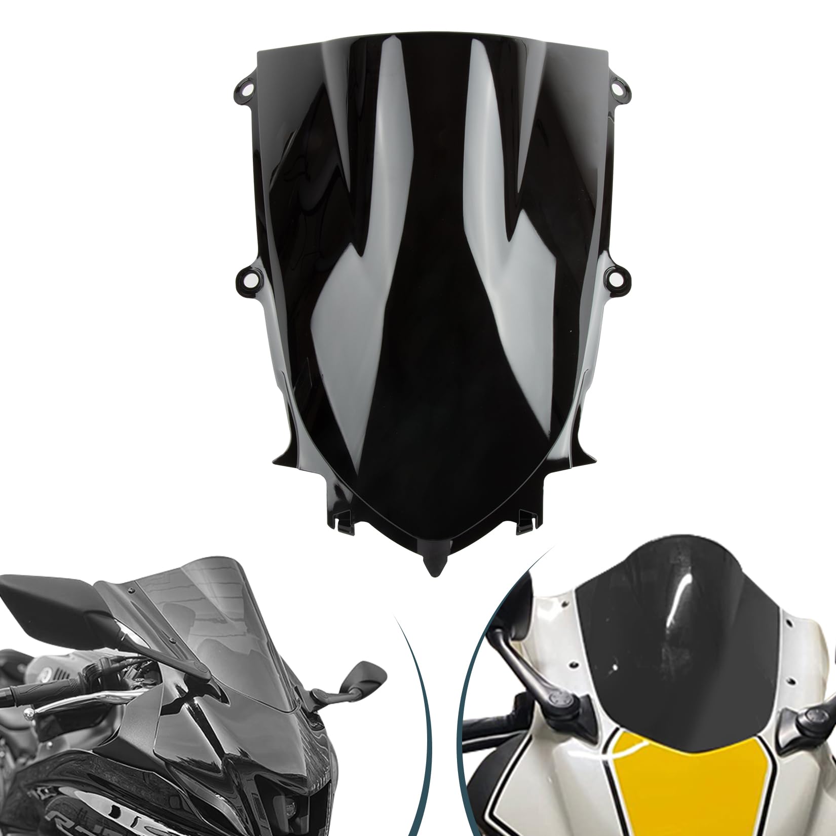 Motorcycle Windshield, Psler Front Windshield Windscreen For Yzf R6 600 2017-2023 And For R7 2021-2023, Black