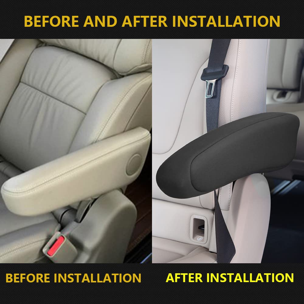 Aomsazto For Honda Crv 1997-2010 Seat Armrest Covers Black Arm Rest Cover Replacement Fabric One Pair