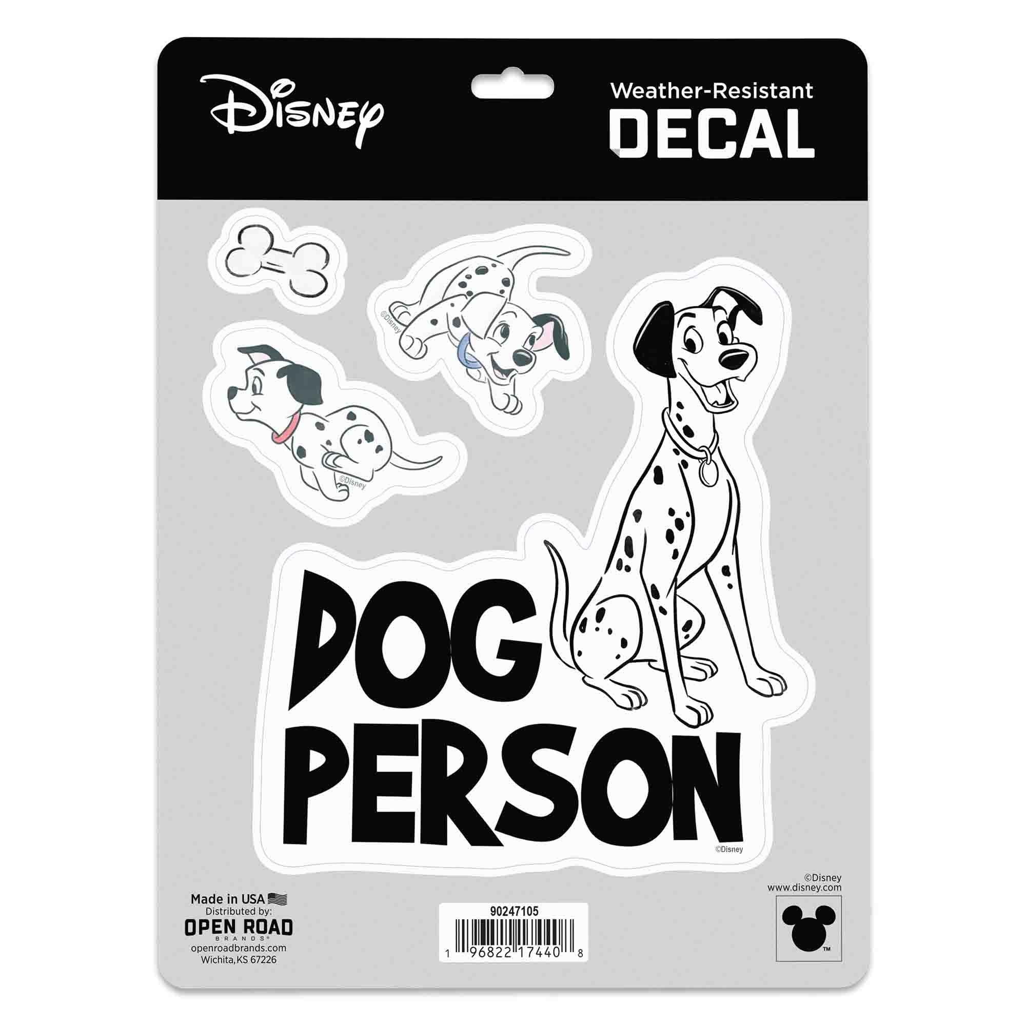 Disney 101 Dalmatians Dog Person Adhesive Vinyl Decals - Fun Dog Stickers for Car or Truck, 1 Pack (4 Count)