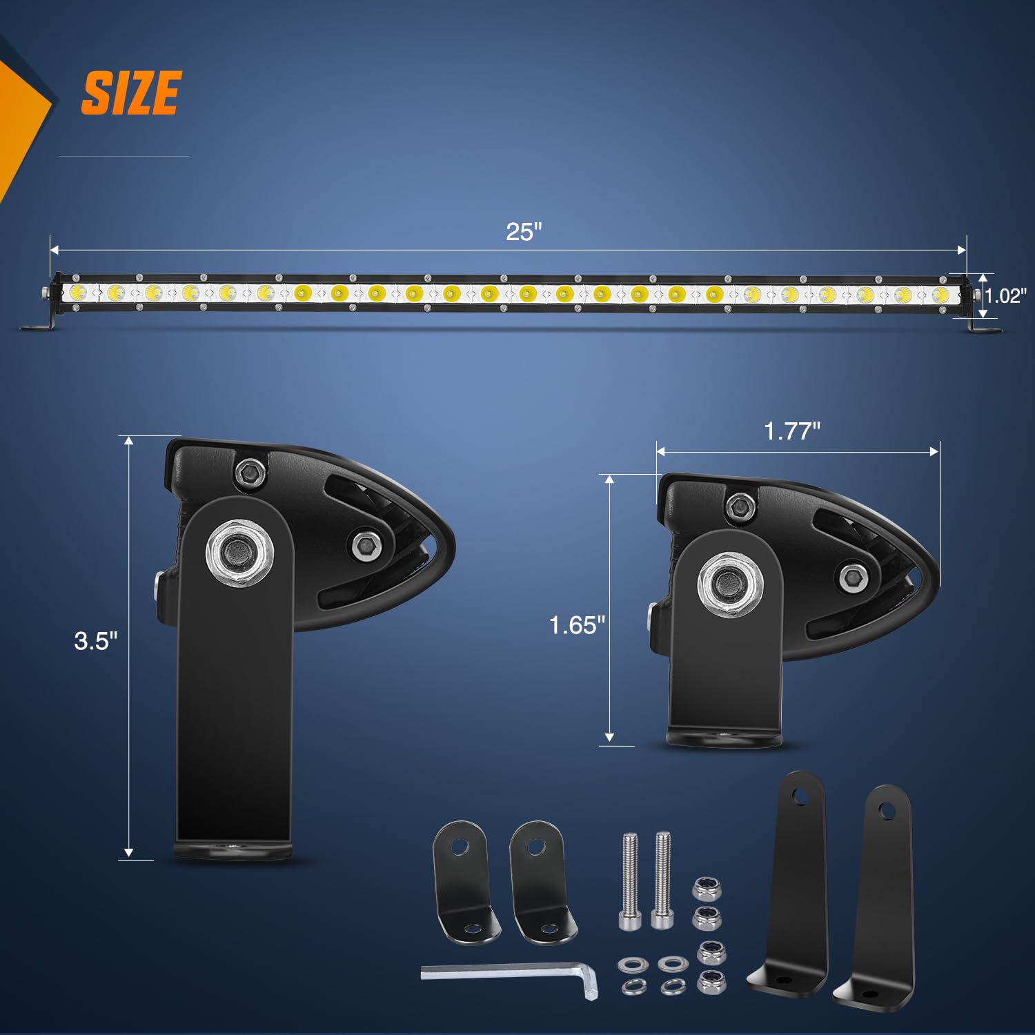 Nilight Single Row Led Light Bar Ultra-Slim Spot Flood Combo Pod 25 Inch 72W Fog Light Driving Work Roof Bumper Lighting For Off