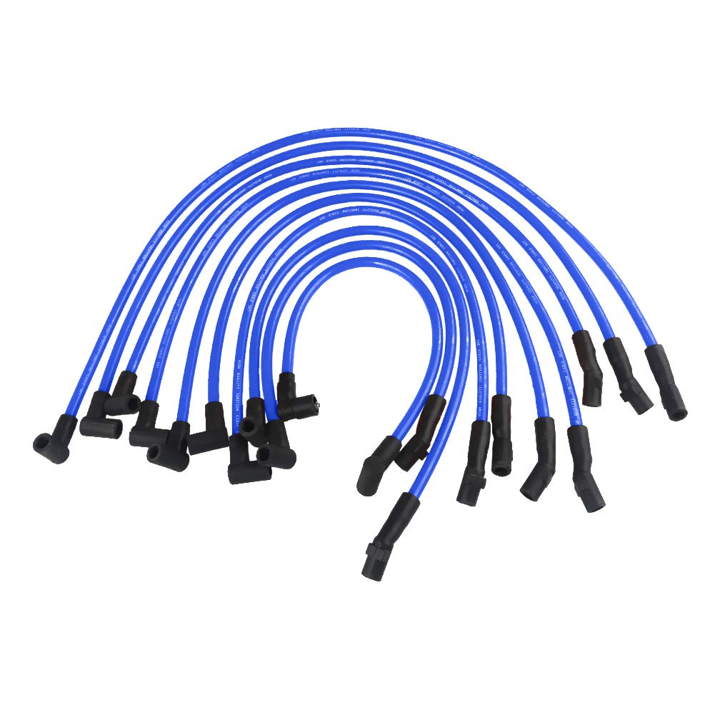 JDMON 10.5mm Spark Plug Wires Compatible with Ford F-150 F150 Mustang 5.0L 5.8L SBF 302 289 Ignition Wires High Performance Blue