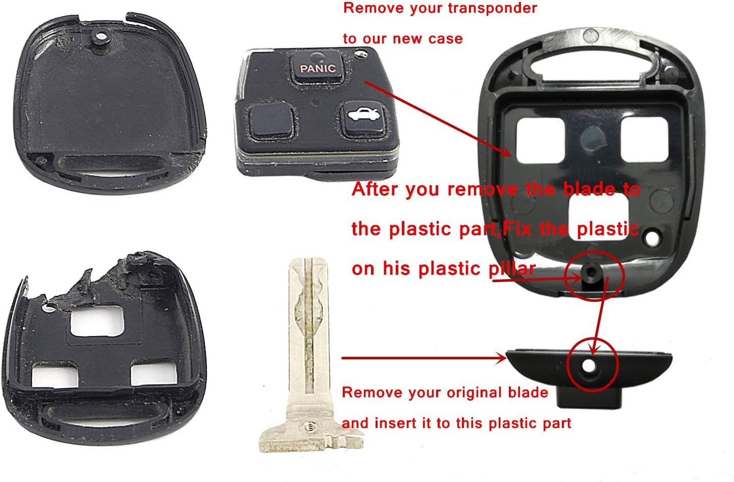 Horande Key Fob Case Shell for Lexus ES GS GX LS LX RX SC - Black+Blue, Model LE15, Size S, Keyless Entry Cover