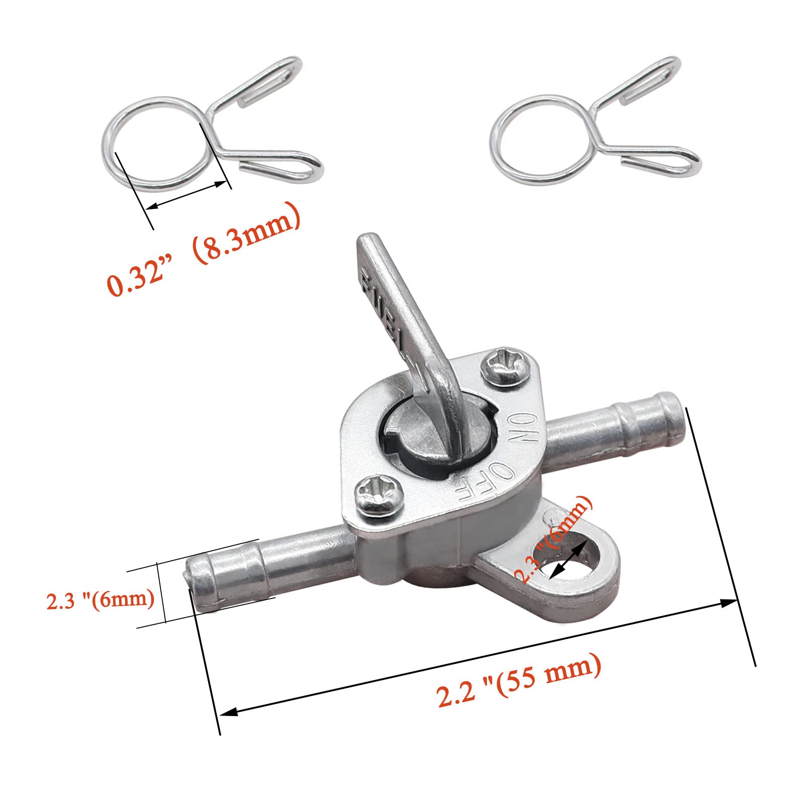 Taiss 3/16'' Inline Gas Fuel Petcock On-Off Switch Shut Off Valve .Suitable For Motorcycles 50cc 70cc 80cc 110cc 125cc 150cc ATV