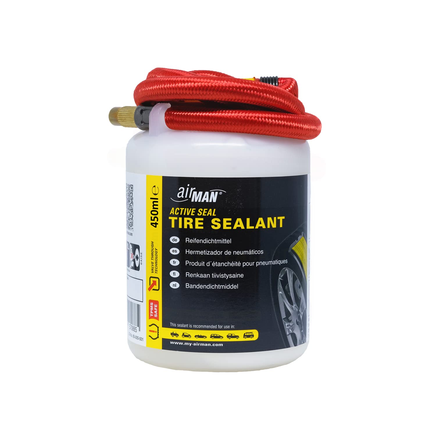 AIRMAN Tyre Repair Sealant, 450 ml, Plastic, Model 65-005-001, Assorted Hose (Red/Black)