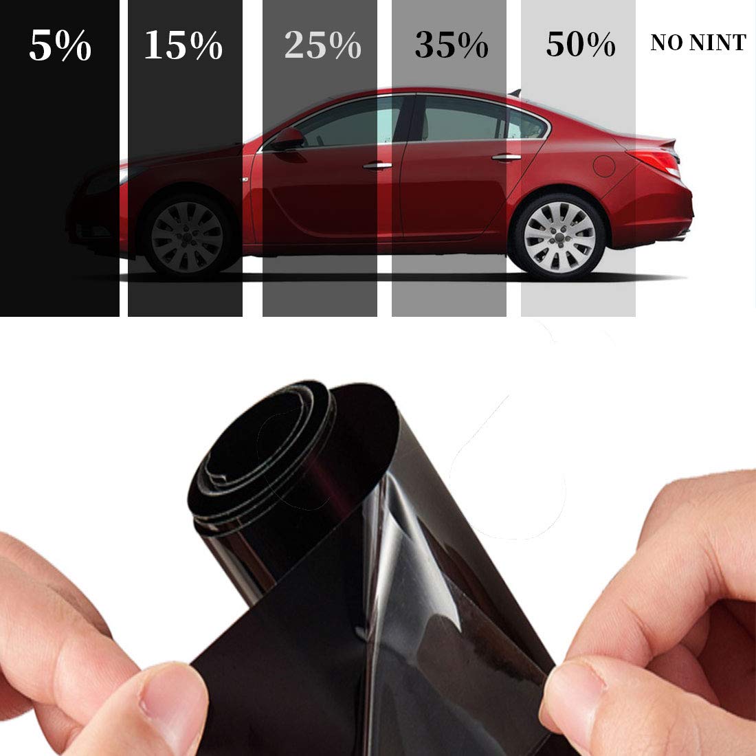 25% 20 in x 10 Ft DIY Professional Adhesive Window Tint Film Uncut Roll Car Wrap Film Automotive DIY Decals