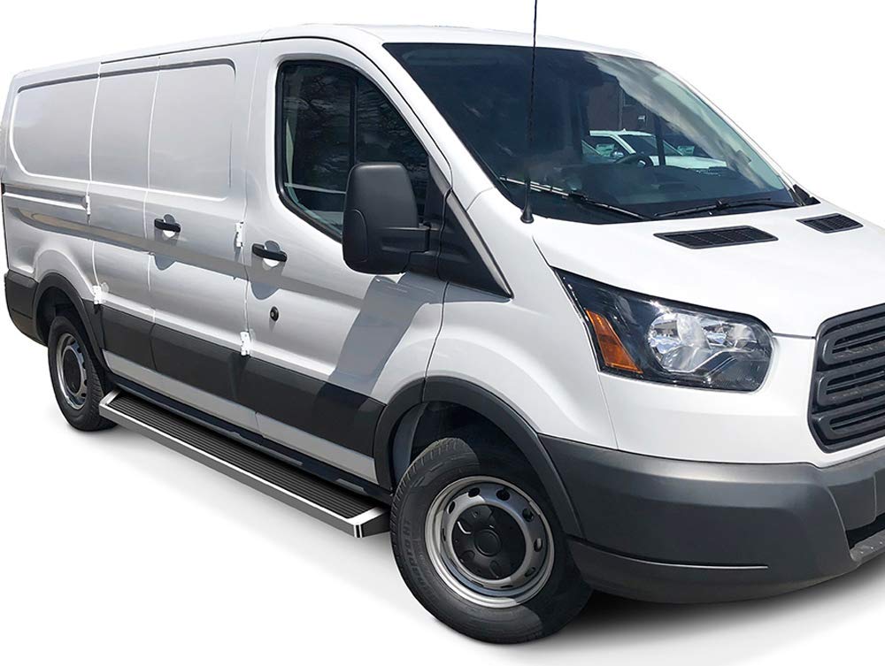 APS Running Boards Nerf Bars for Ford Transit 2015-2026, 6" Aluminum Silver, Model IB-FR405L, 3-Door (Excludes E-Transit 202