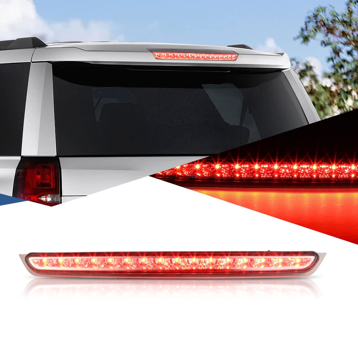 Auto Dynasty High Mount Chrome Housing Led 3Rd Third Tail Brake Light Lamp Compatible With Chevy Suburban Tahoe Gmc Yukon Xl 07-