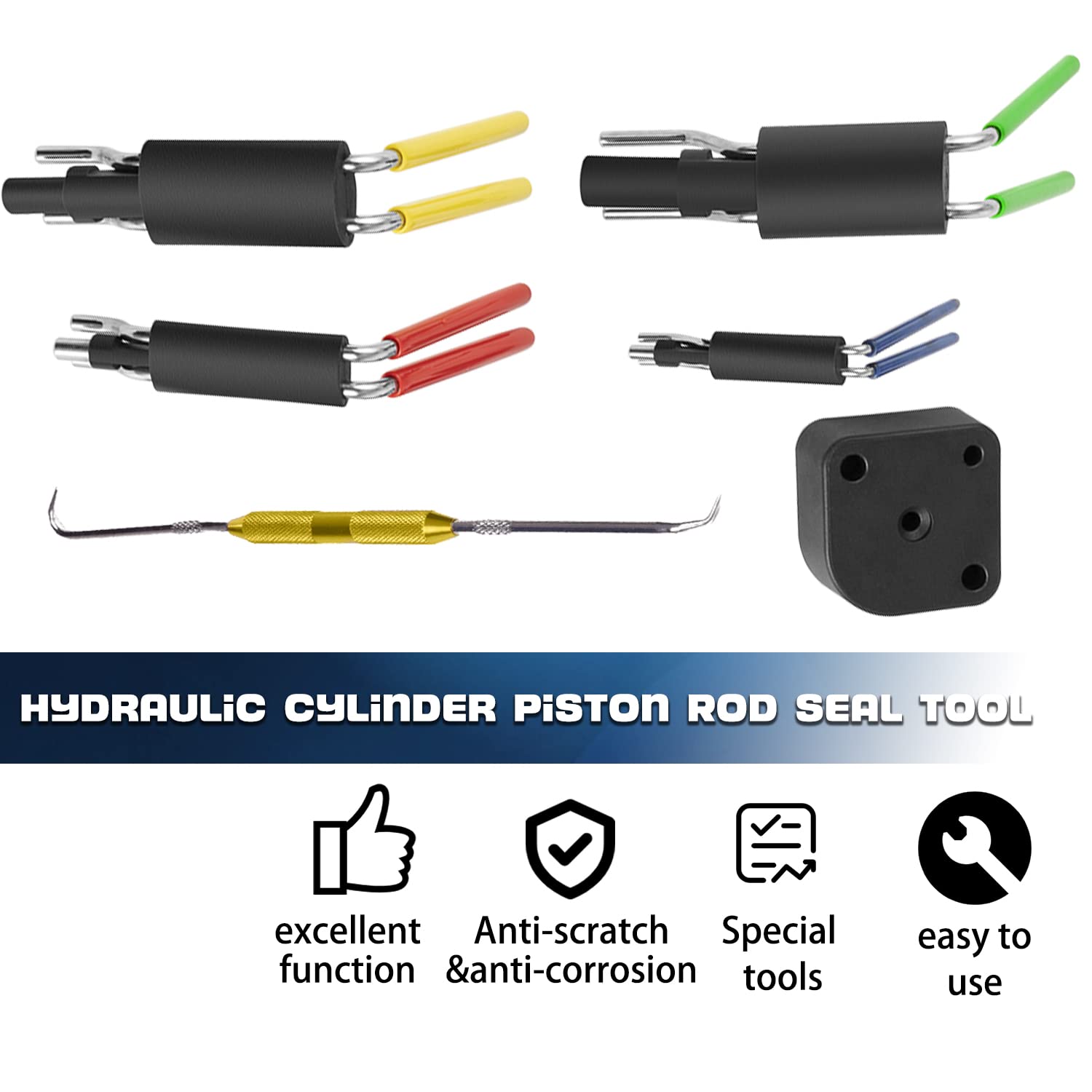Camoo Seal Twistors Installation Tool Set - Hydraulic Cylinder Piston Rod U-Cup Tool for 0.7"-6.5" Seals (6 Pieces)